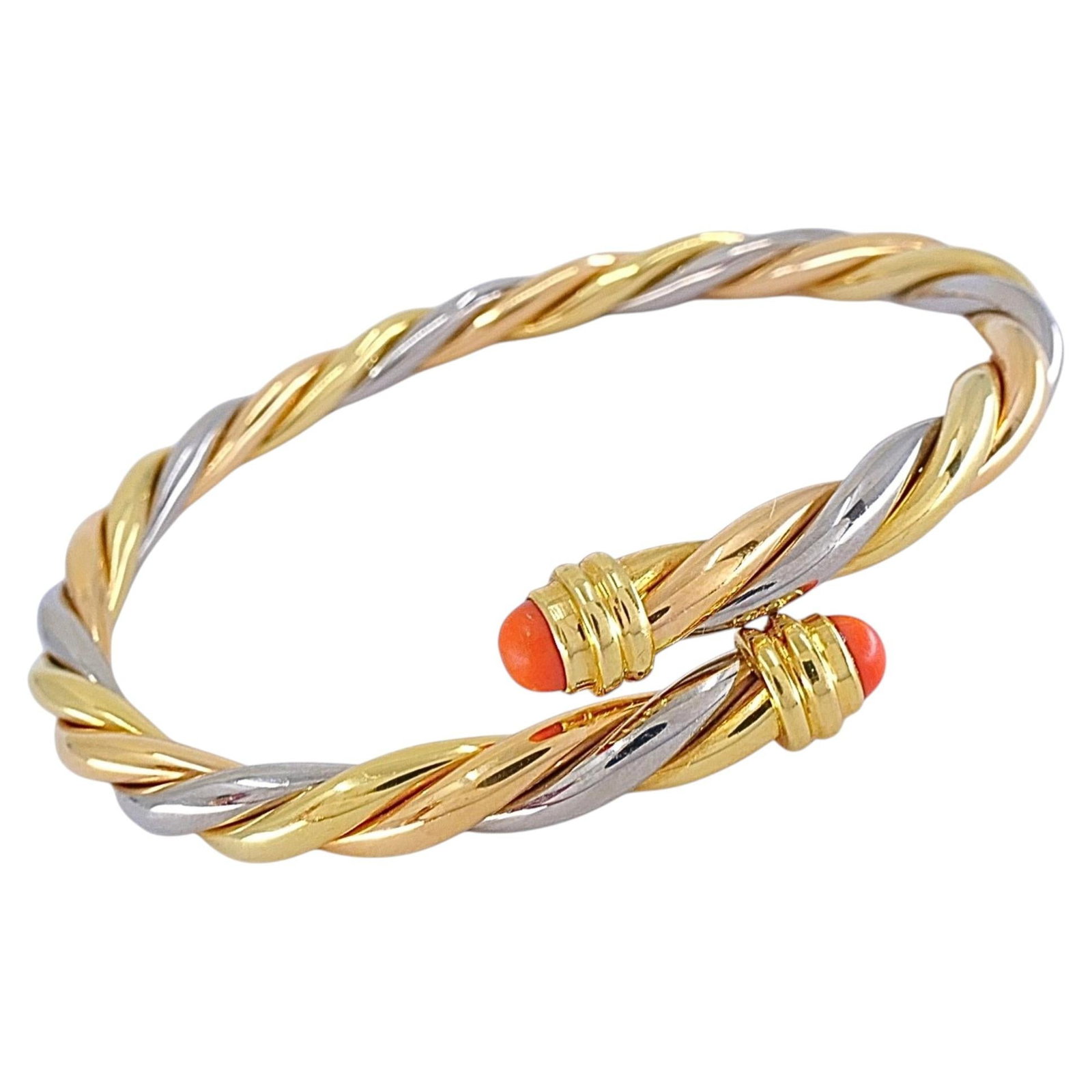 Cartier 1990 tricolor 18k gold coral bypass cuff bracelet (1 of 11)