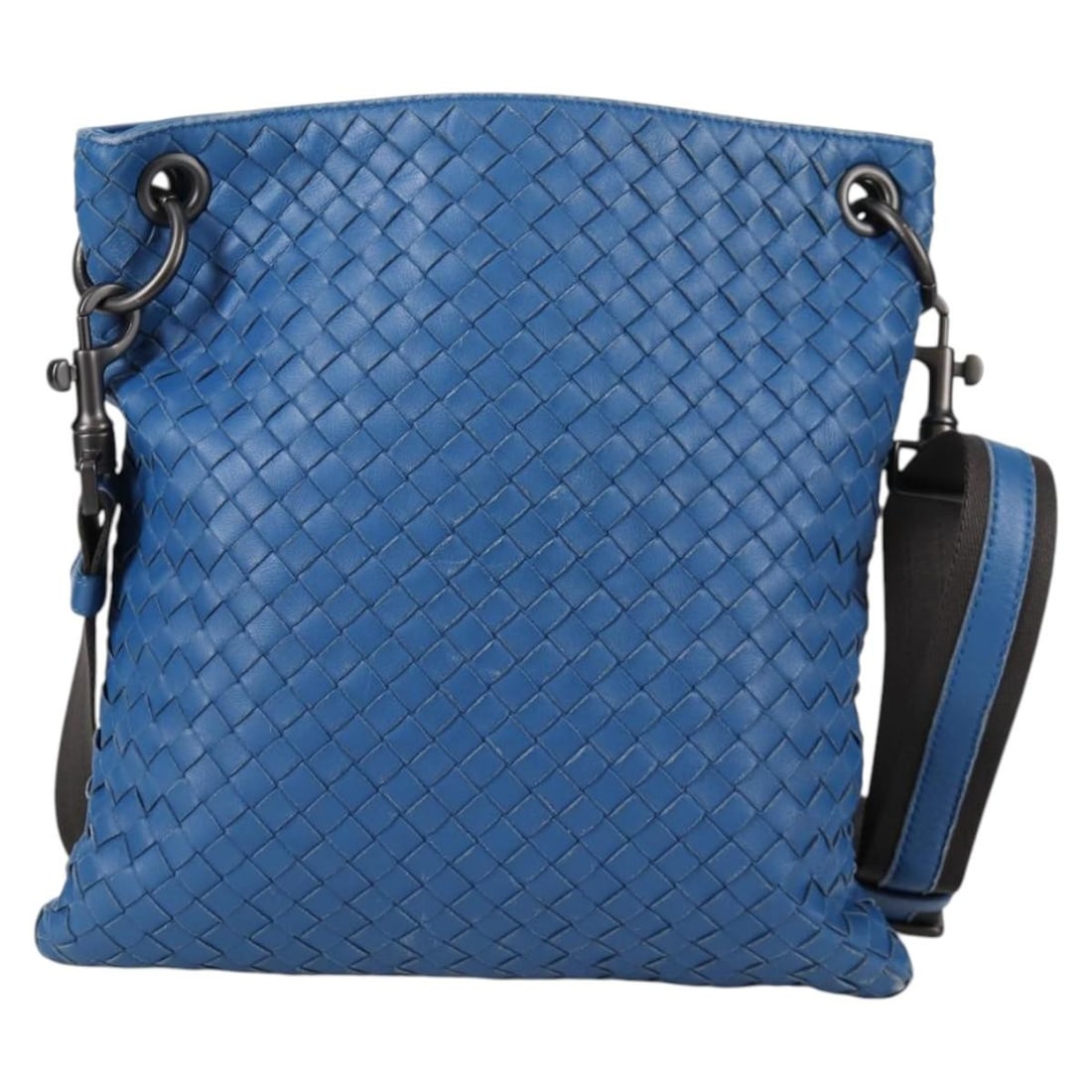 Bottega Veneta Intrecciato Nappa Blue Flat Messenger Leather Bag (1 of 18)