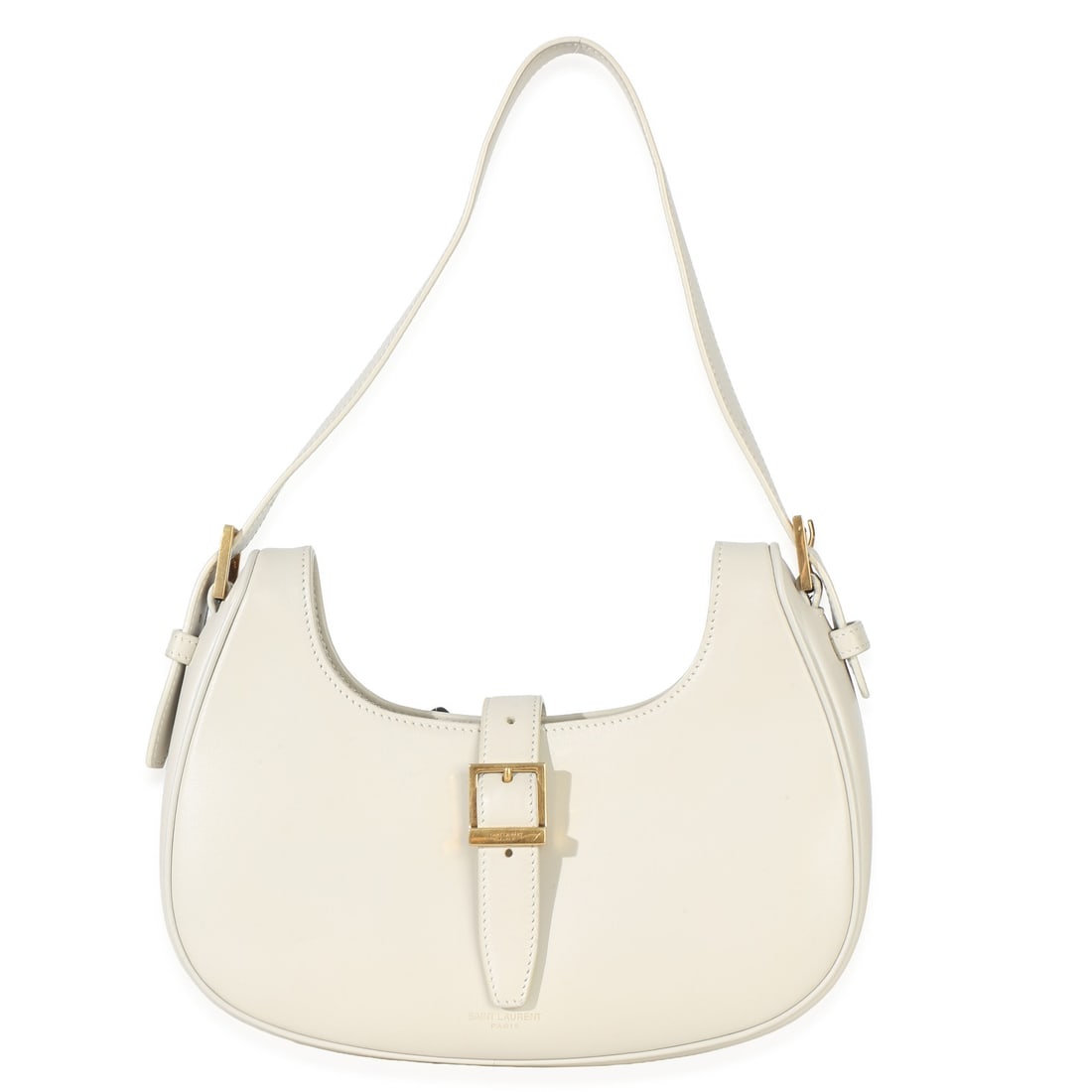 Saint Laurent Le Fermoir Hobo Cream Calfskin Handbag: Saint Laurent Le Fermoir Hobo Cream Calfskin Handbag This Saint Laurent Le Fermoir Hobo handbag features smooth cream calfskin leather with a gold-tone magnetic snap closure. The bag is designed in a 