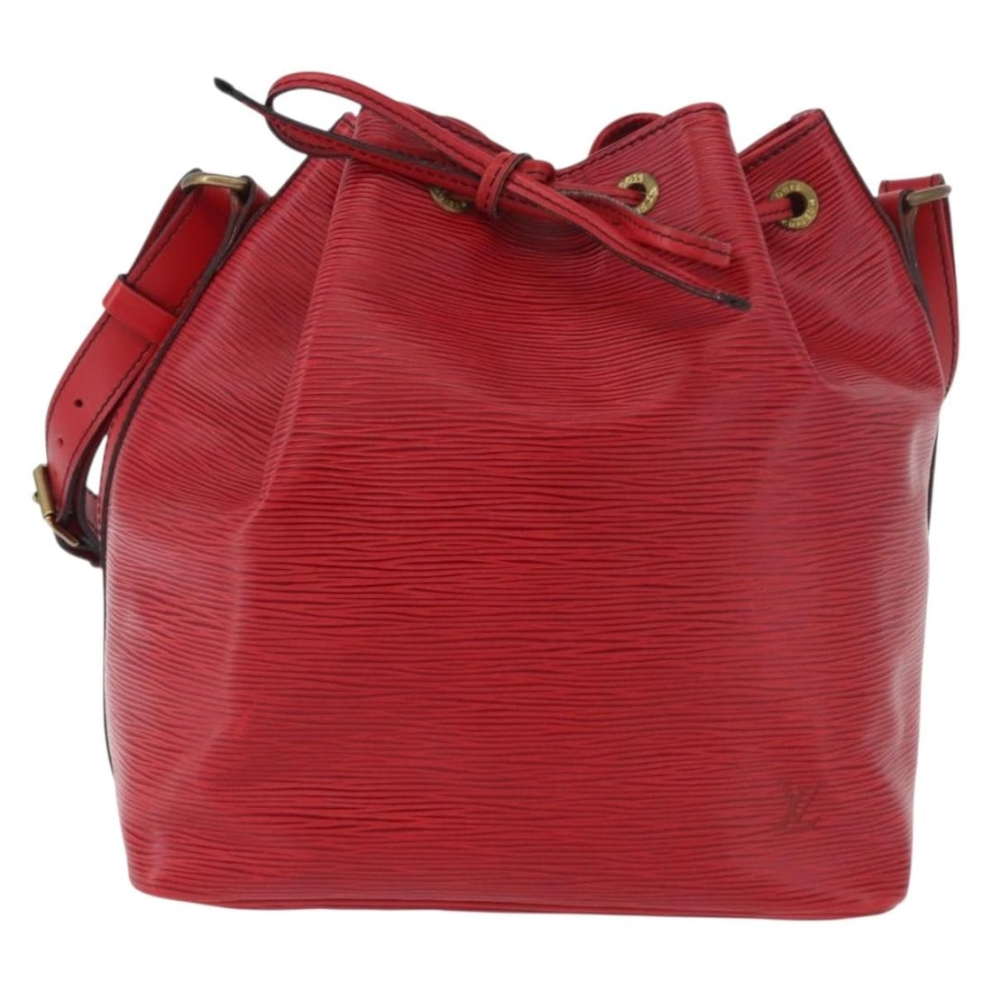Louis Vuitton Petit Noe Red Leather Bucket Bag: Louis Vuitton Petit Noe Red Leather Bucket Bag Louis Vuitton Petit Noe bag in red Epi leather. This women's bag is made in France and remains in good condition overall, with visible signs of prior use