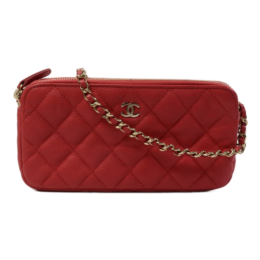 CHANEL A82527 CC Phone Shoulder Bag Pink Calfskin Chain Strap (1 of 16)