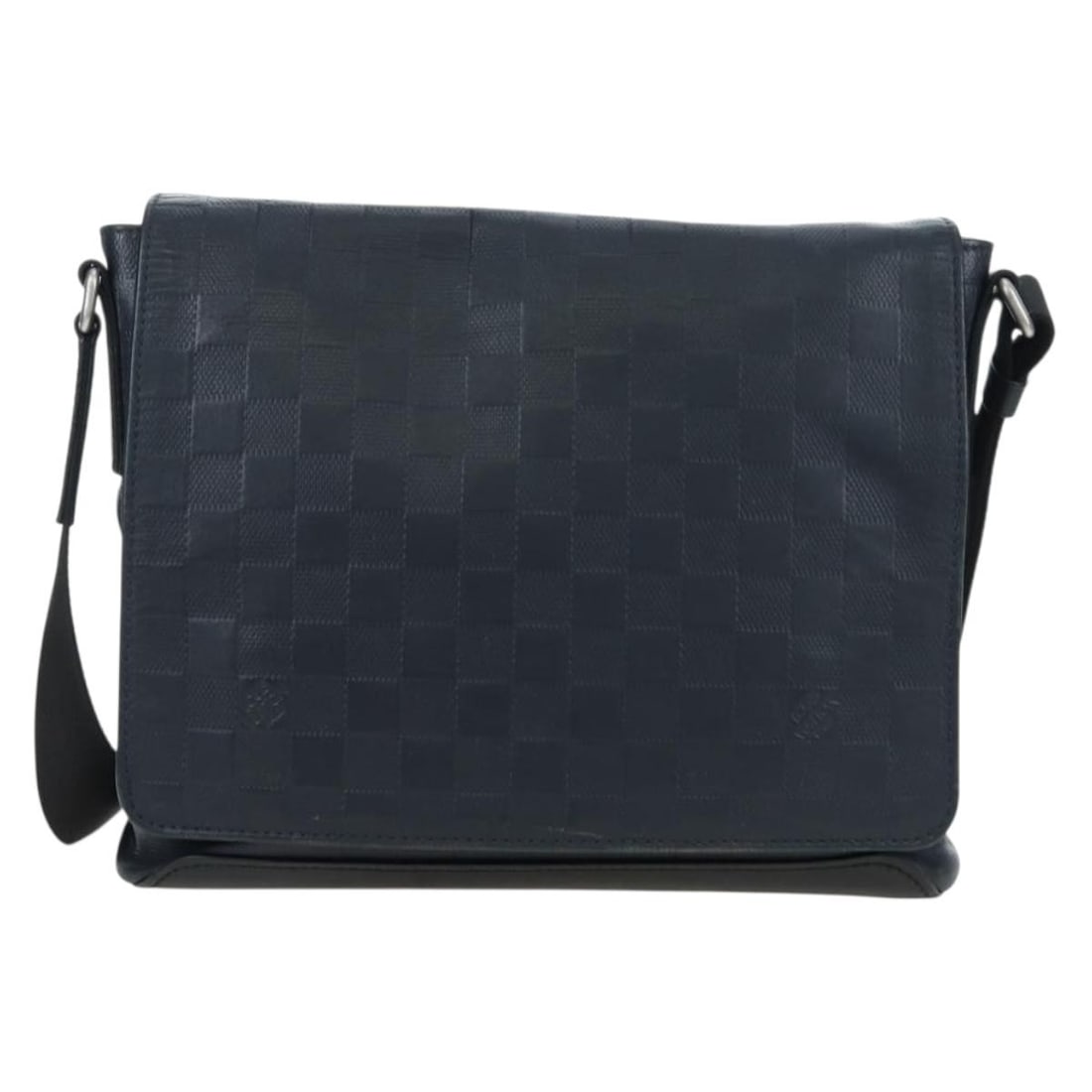Louis Vuitton District Messenger Bag Damier Infini Black Leather: Louis Vuitton District Messenger Bag Damier Infini Black Leather Louis Vuitton District Messenger in Damier Infini leather, presented as a unisex bag in black. It measures 25 cm x 22 cm x 6 cm and was