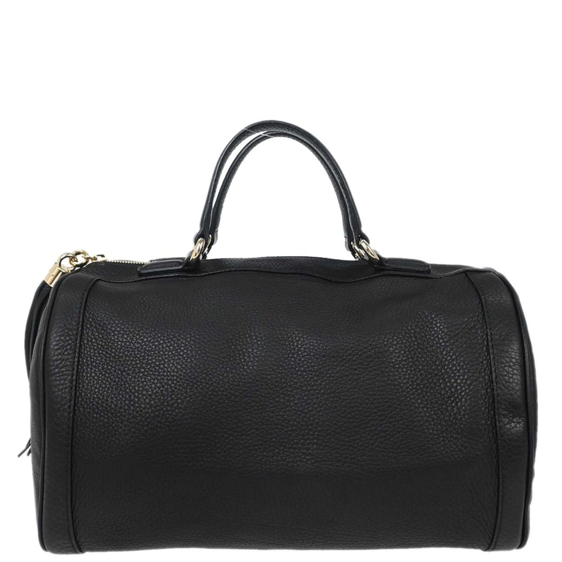 Gucci Soho Medium Black Leather Top Handle Bag 282302 493075: Gucci Soho Medium Black Leather Top Handle Bag 282302 493075 Gucci Soho top handle handbag in black leather with a medium-size silhouette and structured interior organization. The bag features one int