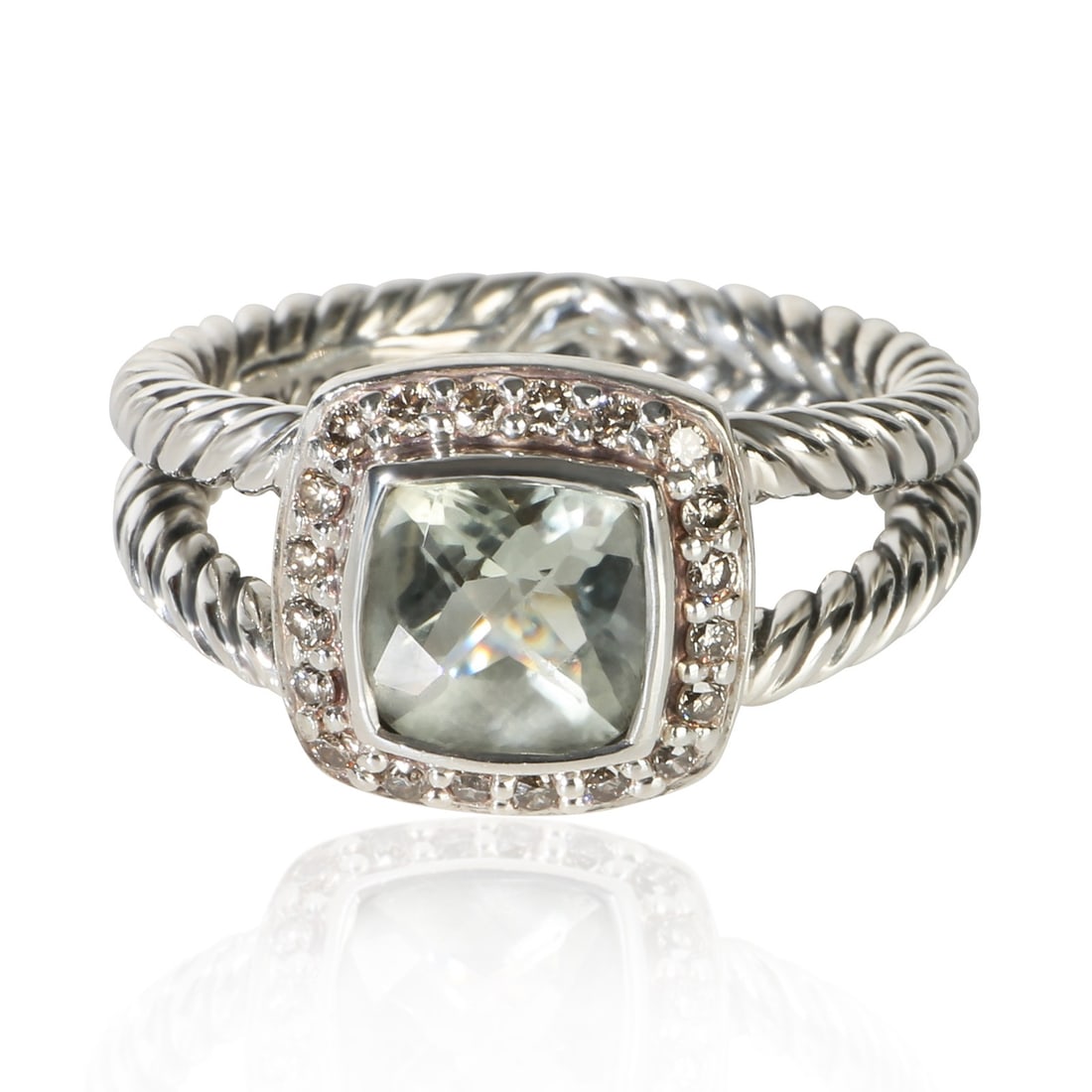 David Yurman Petite Albion Sterling Silver Ring with Prasiolite Diamonds (1 of 3)