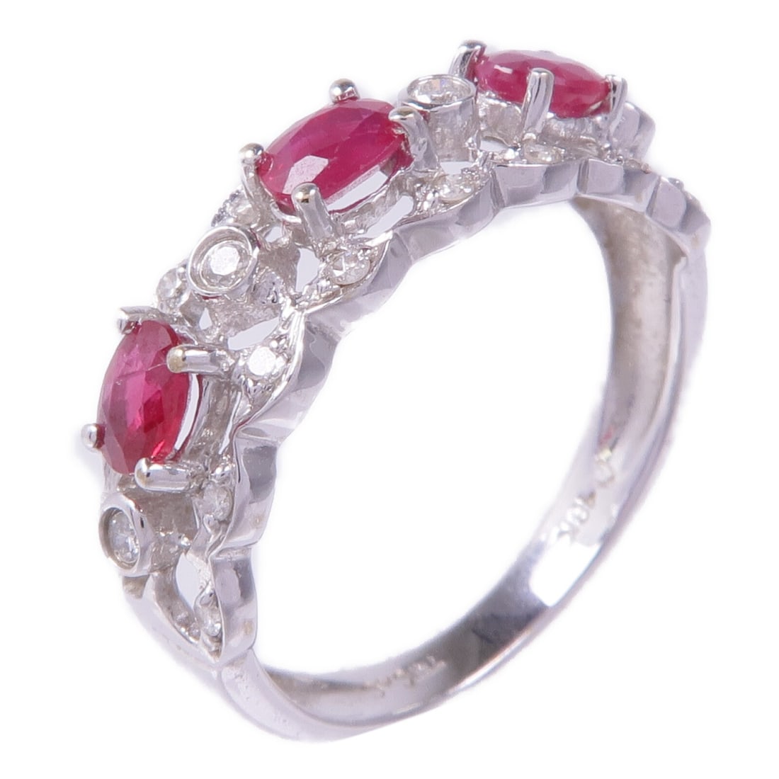 18K White Gold Ruby Diamond Ring Women's Size 6.5 (1 of 8)
