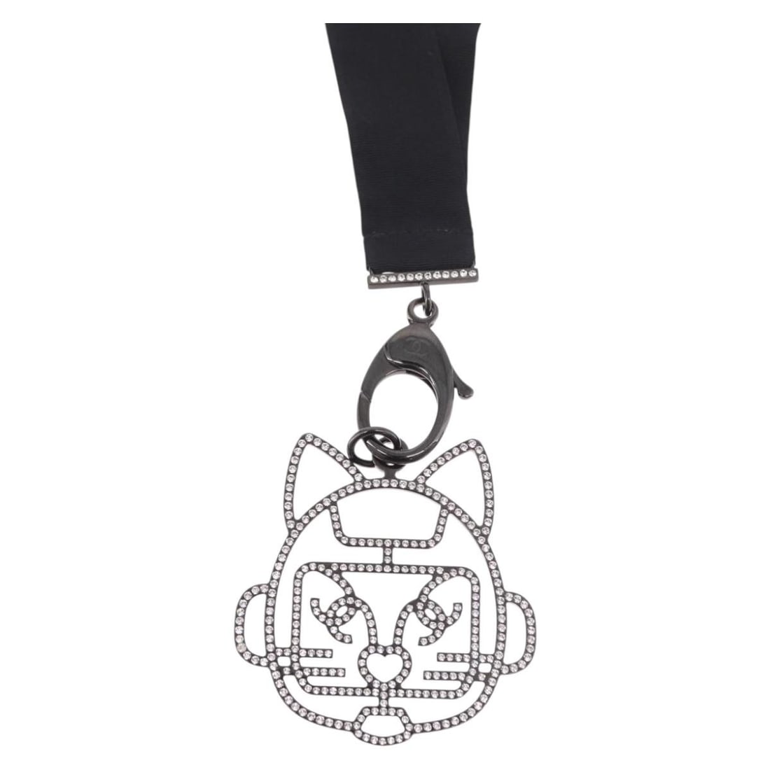 CHANEL Cat Robot Black Metal Necklace Italy (1 of 18)