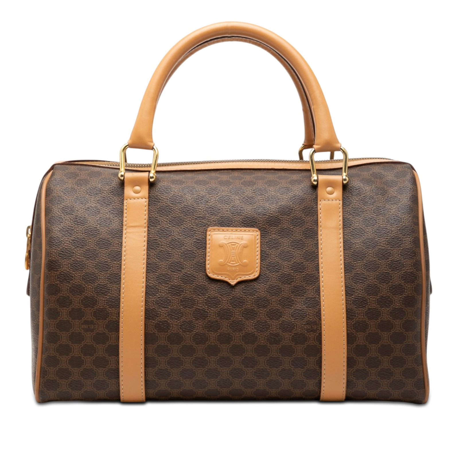 Celine Macadam Boston Bag in Brown Coated Canvas (1 of 6)