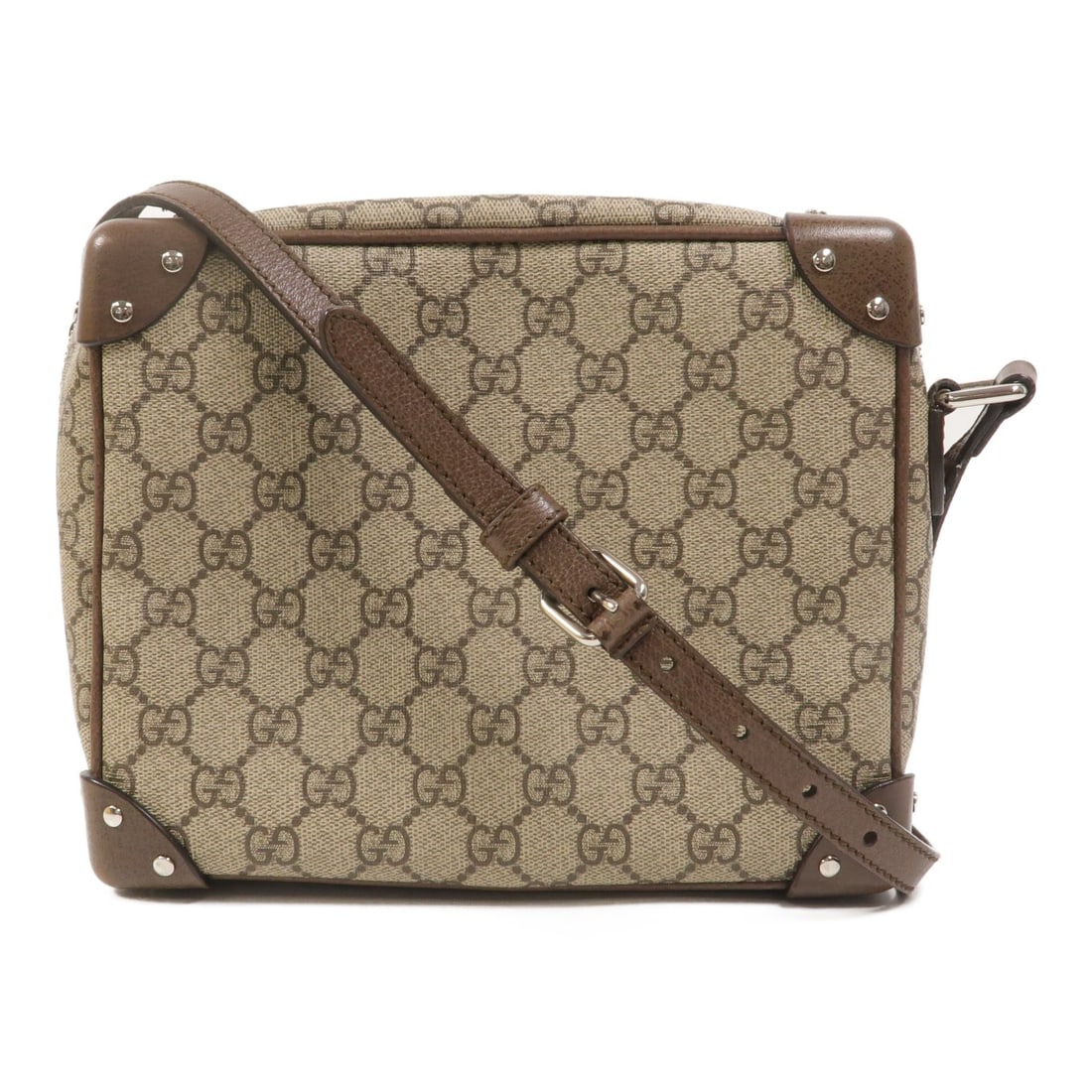 Gucci 626363 GG Shoulder Bag Brown PVC Coated Canvas: Gucci 626363 GG Shoulder Bag Brown PVC Coated Canvas Gucci GG shoulder bag in brown PVC coated canvas with a structured silhouette and shoulder strap. The bag features an interior zip pocket and inclu