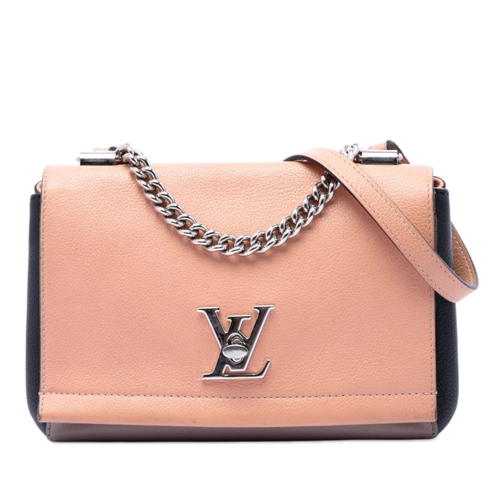Louis Vuitton Lockme II BB Tricolor Leather Shoulder Bag: Louis Vuitton Lockme II BB Tricolor Leather Shoulder Bag Louis Vuitton Lockme II BB handbag in tricolor leather with a chain link handle, detachable flat leather shoulder strap, front flap with twist 
