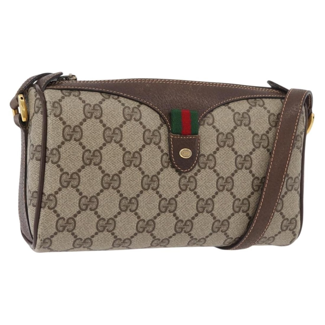 Gucci Sherry Line beige gold PVC shoulder bag 89 02 018: Gucci Sherry Line beige gold PVC shoulder bag 89 02 018 This Gucci GG Supreme Web Sherry Line shoulder bag is crafted from beige and gold PVC leather with GG canvas accents. Designed for women, the ba