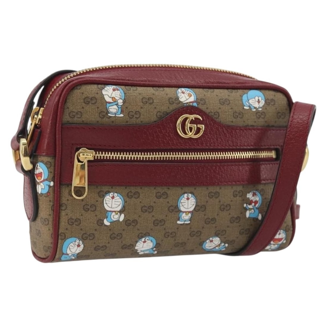 GUCCI 647784 Doraemon Micro GG Supreme Shoulder Bag Beige Gold: GUCCI 647784 Doraemon Micro GG Supreme Shoulder Bag Beige Gold Gucci Doraemon collaboration shoulder bag in beige and gold Micro GG Supreme PVC leather. This women's bag includes a dust bag and is mad