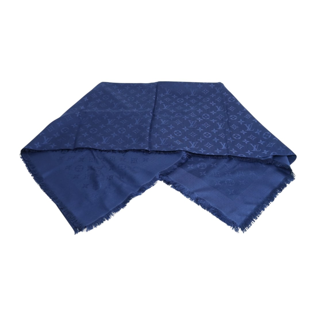 Louis Vuitton M72412 Blue Silk Wool 140x140 Scarf (1 of 8)