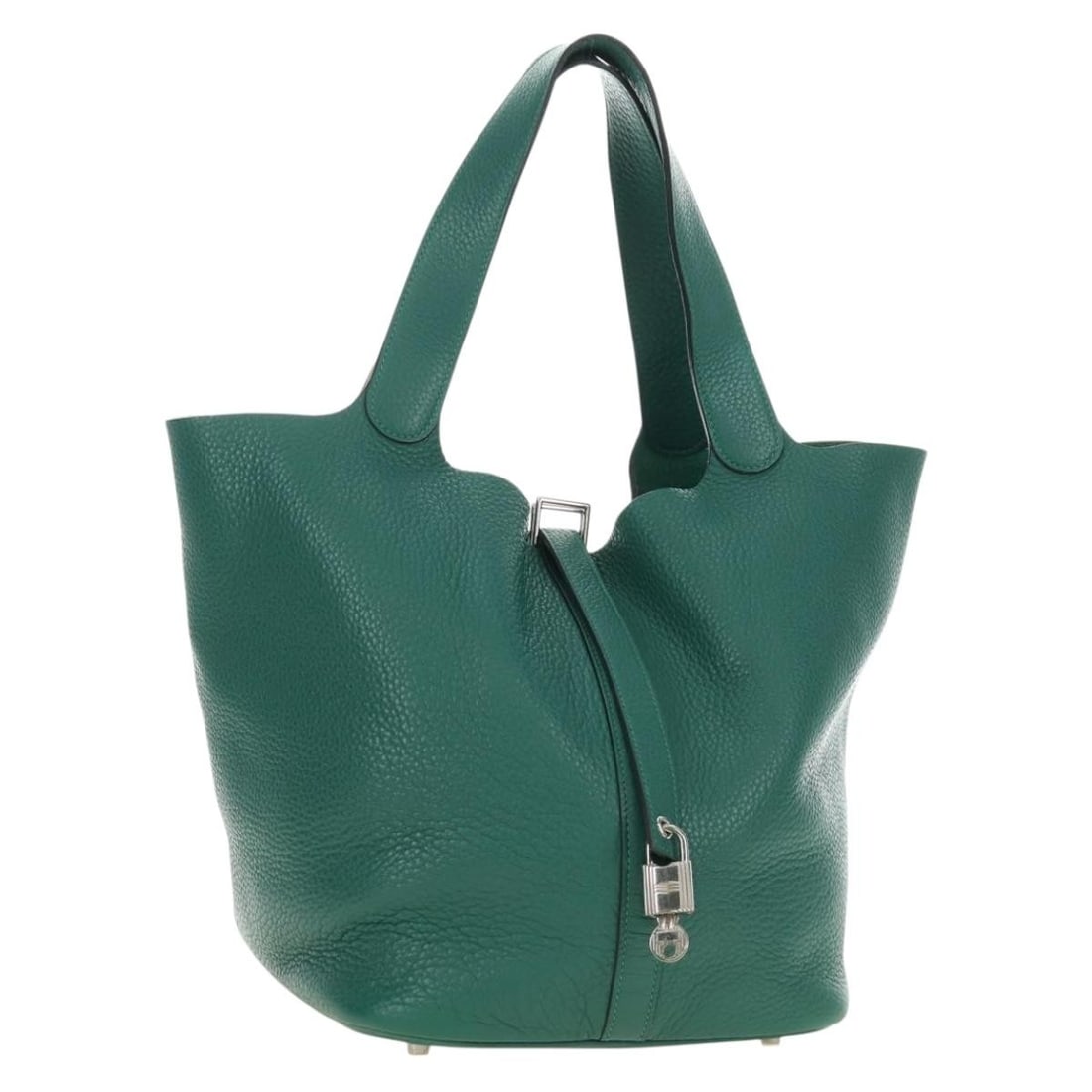 Hermes Picotan Lock GM Taurillon Clemence Green Handbag with Padlock Key (1 of 18)
