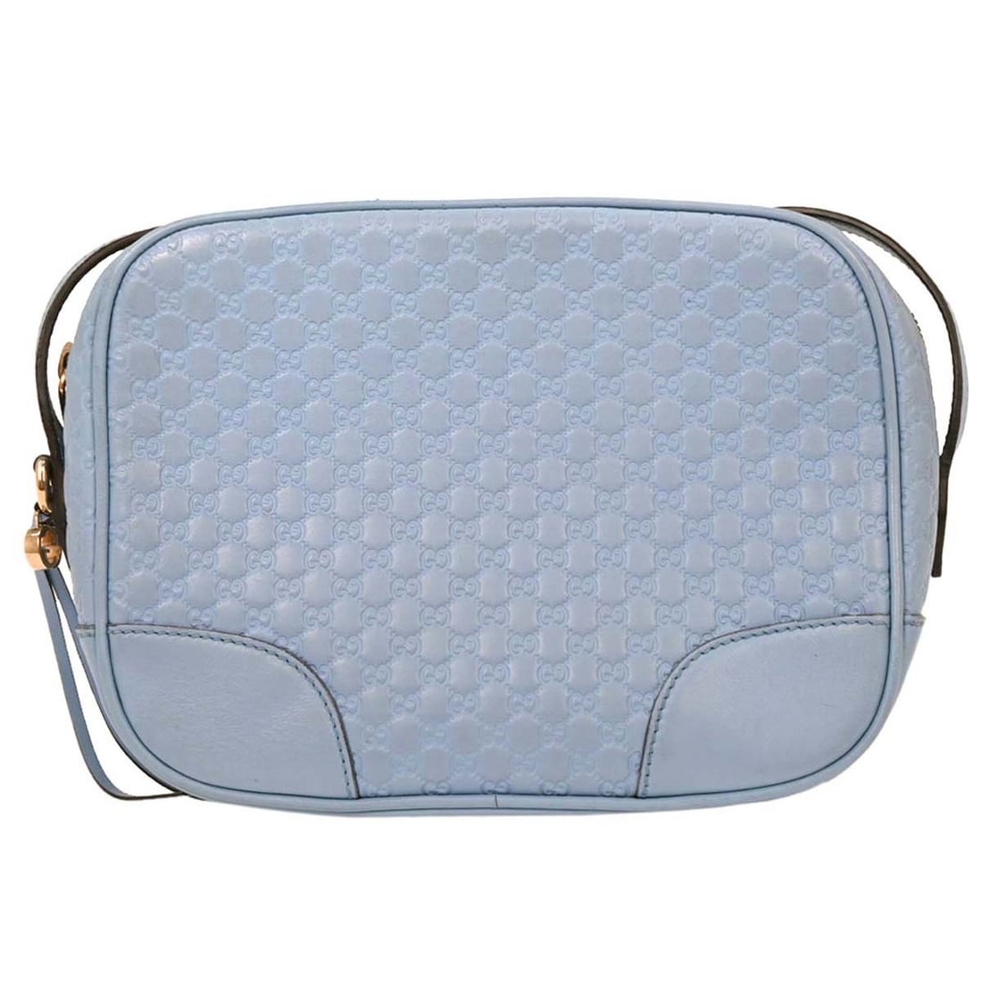 Gucci Guccissima Small Leather Crossbody in Light Blue 449413: Gucci Guccissima Small Leather Crossbody in Light Blue 449413 This Gucci Micro Guccissima crossbody bag is crafted in light blue leather and made in Italy. It features a small size, vintage styling, a