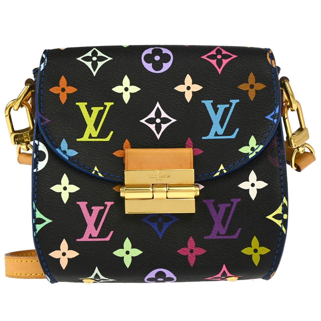 Louis Vuitton Multicolor Heart Breaker Black Monogram Crossbody Bag M40659: Louis Vuitton Multicolor Heart Breaker Black Monogram Crossbody Bag M40659 Louis Vuitton Heart Breaker shoulder bag in black Monogram Multicolor canvas with leather trim. This small crossbody style fe