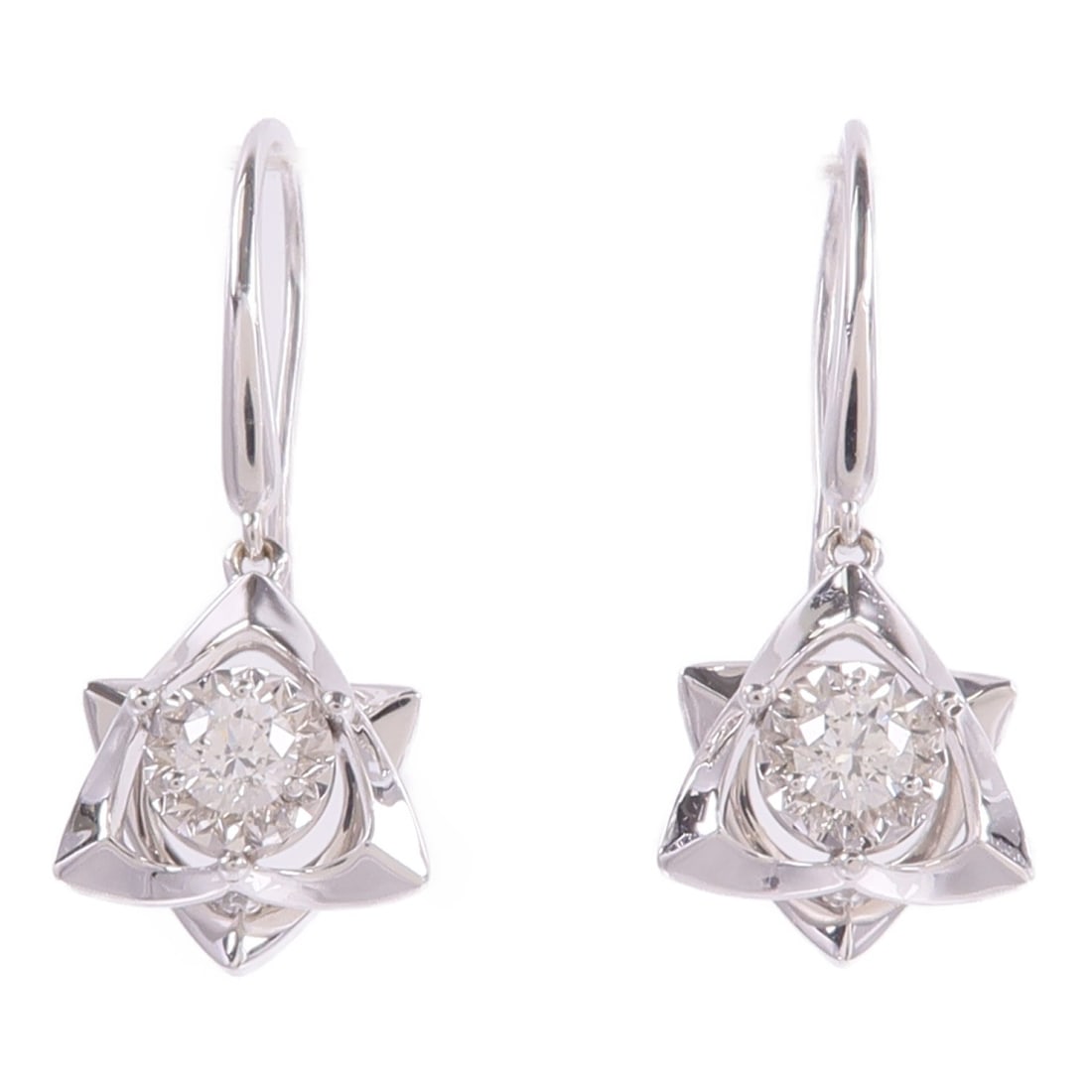 Pierced Diamond Earrings in 18K White Gold: Pierced Diamond Earrings in 18K White Gold Pierced earrings in 18K white gold with diamond accents. The earrings are described as clear in color and intended for women. Condition is AB: Very Good. Acc