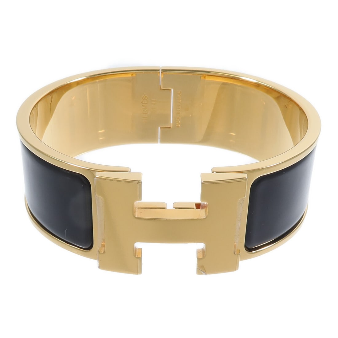 Hermes Clic-Clac H enamel bracelet black and gold tone (1 of 10)