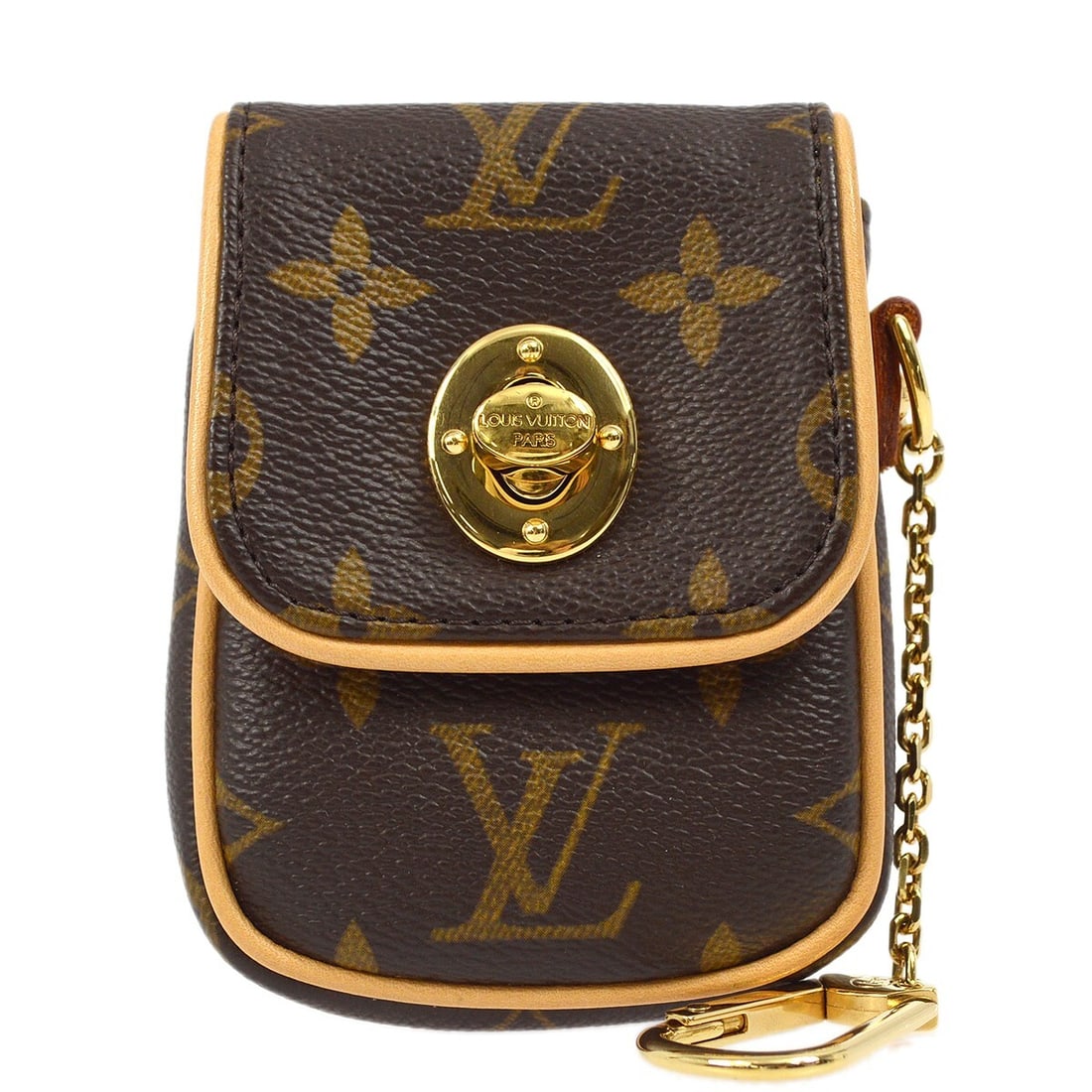 Louis Vuitton M60020 Monogram Canvas Keyring Bag Charm Pochette Tulum: Louis Vuitton M60020 Monogram Canvas Keyring Bag Charm Pochette Tulum Louis Vuitton Monogram Pochette Tulum key holder in brown Monogram canvas with leather trim and logo accents. This unisex bag char