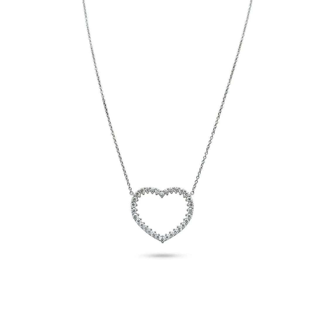 Memoire Diamond Heart Pendant Necklace in 18K White Gold 1.00 ctw (1 of 4)