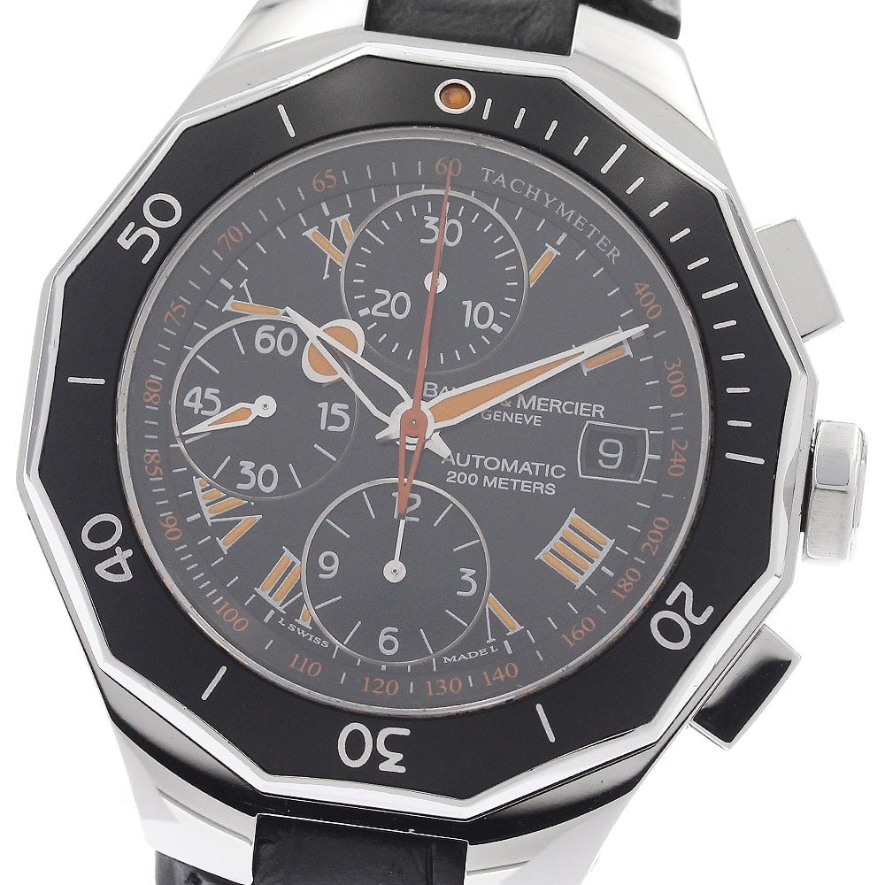 Baume & Mercier Riviera 65638 Automatic Chronograph Mens Wristwatch: Baume & Mercier Riviera 65638 Automatic Chronograph Mens Wristwatch Baume & Mercier Riviera men's wristwatch, reference 65638, in pre-owned condition. It features a stainless steel case, black dial, l