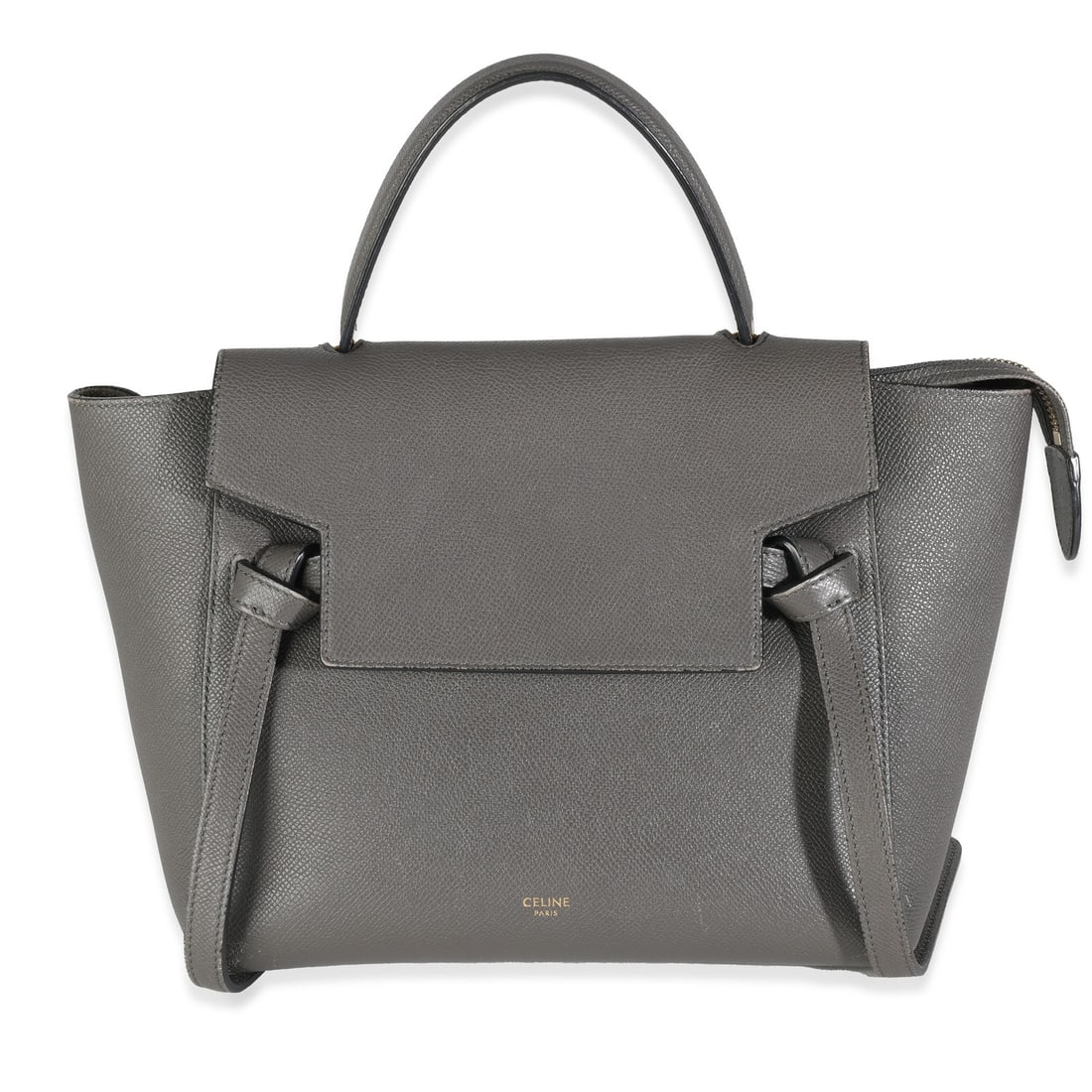 Celine Micro Belt Bag Gray Grained Calfskin Shoulder Tote: Celine Micro Belt Bag Gray Grained Calfskin Shoulder Tote This Celine Micro Belt Bag is crafted from grey grained calfskin leather and features both top handle and shoulder strap options for versatile