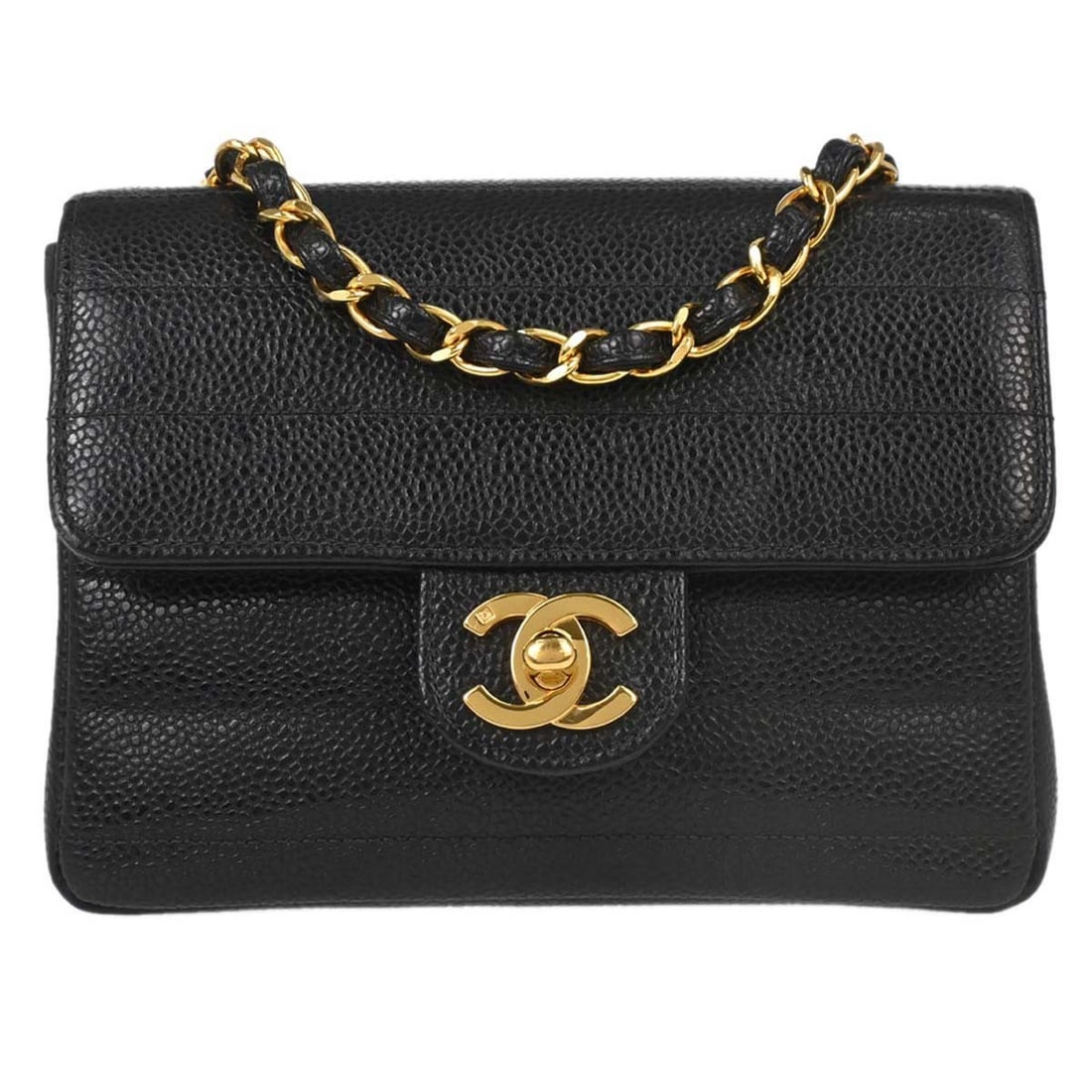 CHANEL Classic Single Flap Mini Square Shoulder Bag Black Caviar Leather: CHANEL Classic Single Flap Mini Square Shoulder Bag Black Caviar Leather Chanel Mini Classic Square Flap 17 shoulder bag in black caviar skin leather with a turn-lock closure and crossbody strap. Made