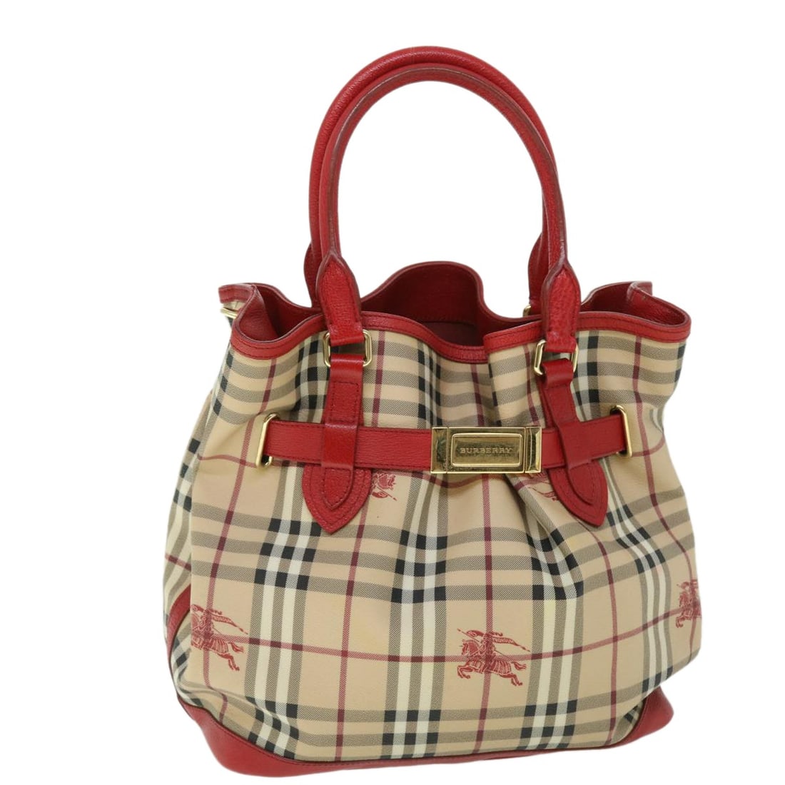 Burberry Nova Check PVC Leather Tote Beige Red Womens Bag: Burberry Nova Check PVC Leather Tote Beige Red Womens Bag Burberry tote bag in PVC leather with a beige and red Nova Check exterior. Made in Italy, this women's bag measures approximately 30 cm x 30 c