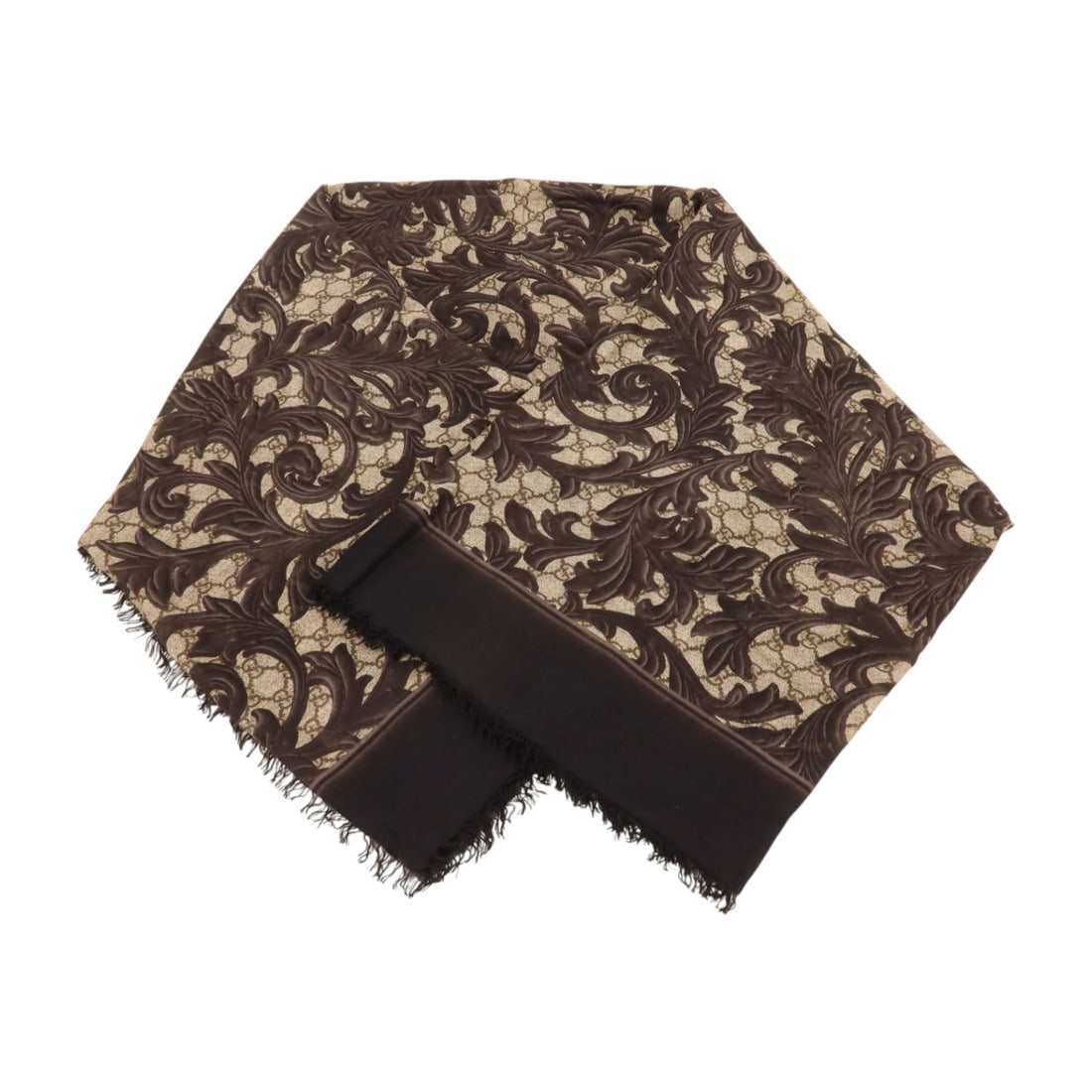 GUCCI 415538 3G856 GG Silk Scarf 135x135cm Brown Dark Brown: GUCCI 415538 3G856 GG Silk Scarf 135x135cm Brown Dark Brown A GUCCI women's scarf made from silk in a brown and dark brown colorway. It measures 135 cm x 135 cm (53.1 in x 53.1 in) and was manufacture