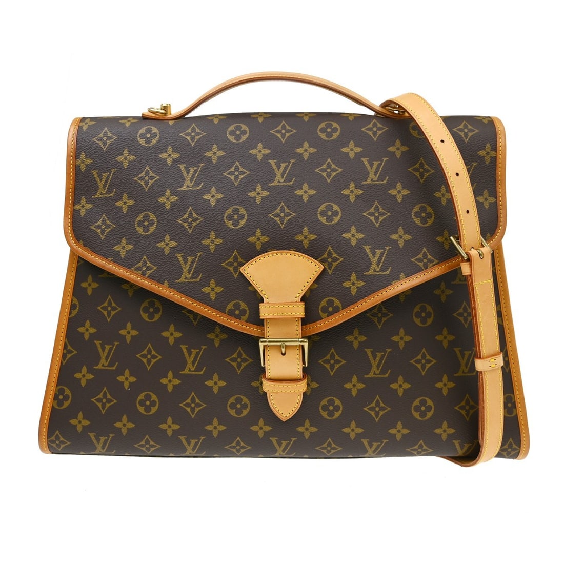 Louis Vuitton Beverly GM Monogram 2way Business Handbag M51120: Louis Vuitton Beverly GM Monogram 2way Business Handbag M51120 Vintage Louis Vuitton Beverly Business 43 2-way handbag in brown Monogram canvas and leather. This women's handbag features double handle
