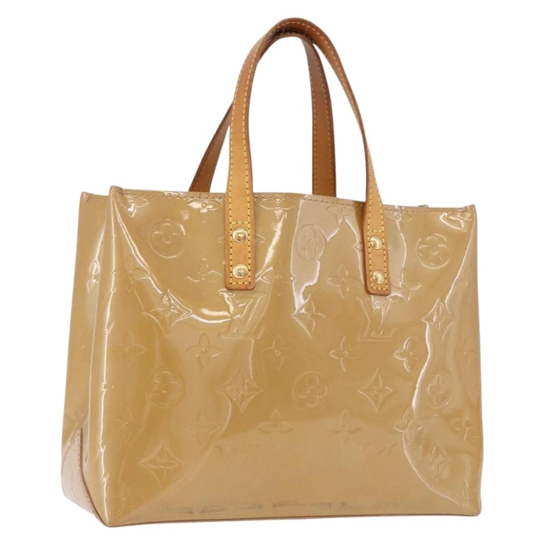 Louis Vuitton Reade patent leather handbag beige: Louis Vuitton Reade patent leather handbag beige Louis Vuitton Reade Monogram Vernis handbag in beige patent leather. Made in France, this women's bag is presented in good condition with light overall