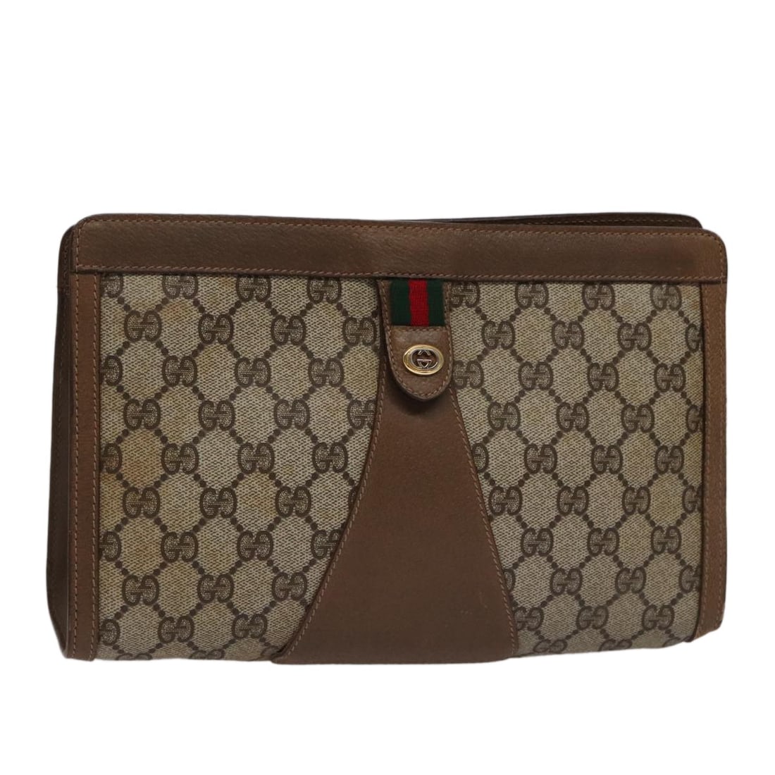 Gucci Sherry Line Beige Canvas Pouch 27cm x 17cm x 7cm: Gucci Sherry Line Beige Canvas Pouch 27cm x 17cm x 7cm This Gucci Sherry line pouch is crafted from beige canvas and is designed for women. Made in Italy, it features a spacious interior and a classic