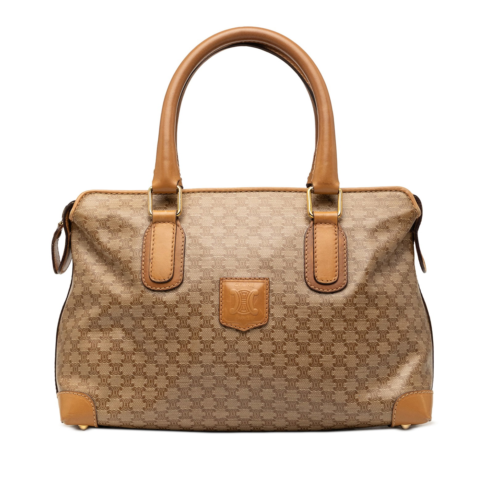 Celine Macadam Beige Coated Canvas Zip Top Handbag (1 of 9)