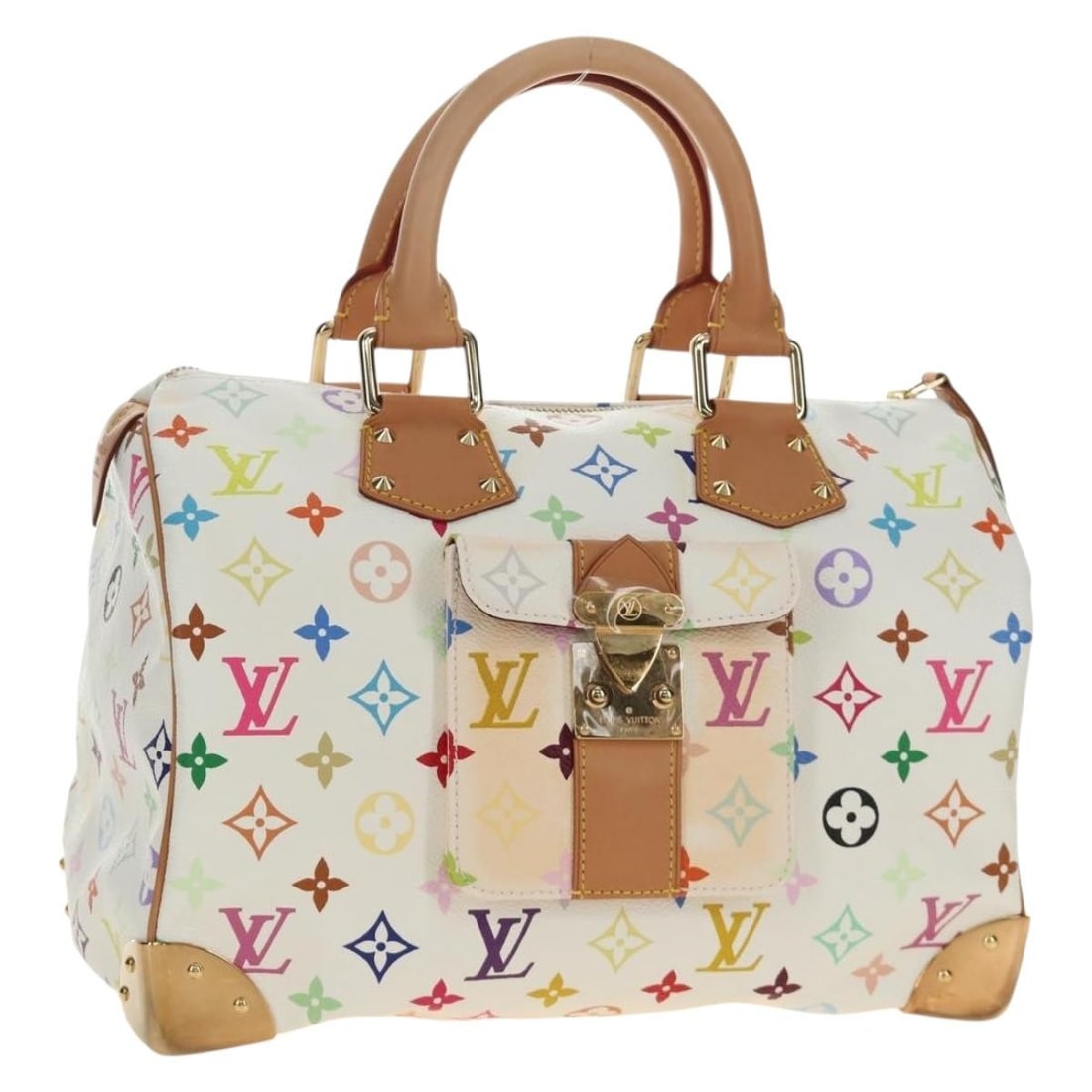Louis Vuitton M92643 Speedy 30 Hand Bag Monogram Multicolor Canvas: Louis Vuitton M92643 Speedy 30 Hand Bag Monogram Multicolor Canvas Louis Vuitton Speedy 30 handbag in Monogram Multicolor canvas with a white and bron colorway. This women's handbag includes a dust ba