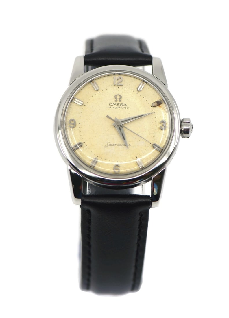 OMEGA Seamaster Stainless Steel Automatic Watch Ref 2846 10SC: OMEGA Seamaster Stainless Steel Automatic Watch Ref 2846 10SC This Omega Seamaster wristwatch combines elegance and functionality in a classic design. Featuring a stainless steel case with a diameter 