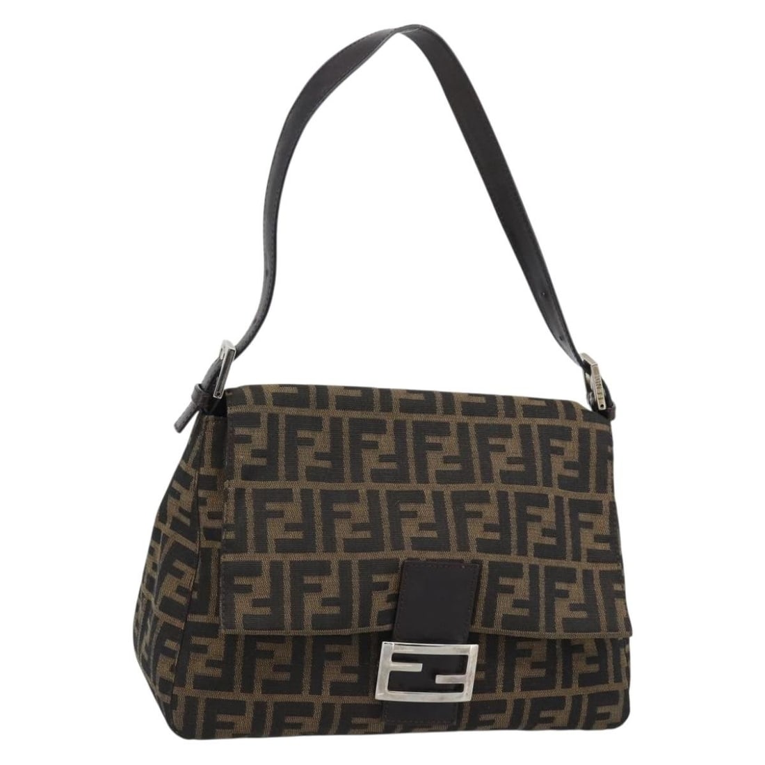 FENDI Mamma Baguette Brown Zucca Canvas Shoulder Bag Silver Tone: FENDI Mamma Baguette Brown Zucca Canvas Shoulder Bag Silver Tone Authentic Fendi Mamma Baguette shoulder bag in brown and silver Zucca canvas. This women's shoulder bag includes a dust bag and is made