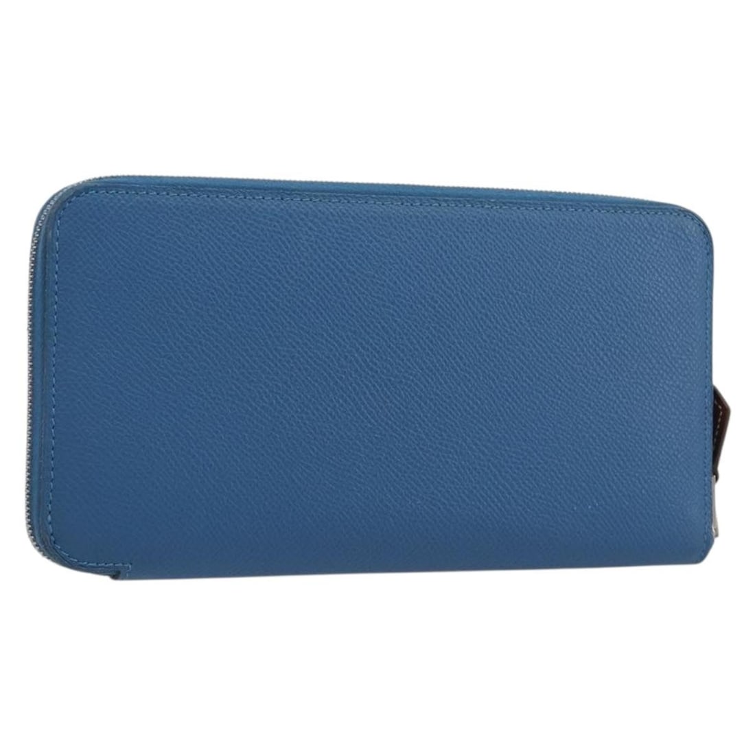 HERMES Azap Silk In Leather Wallet Blue Silver Tone: HERMES Azap Silk In Leather Wallet Blue Silver Tone Hermes Azap Silk In wallet in blue leather with silver-tone accents. Made in France, this women's wallet includes the dust bag and item box. Conditi
