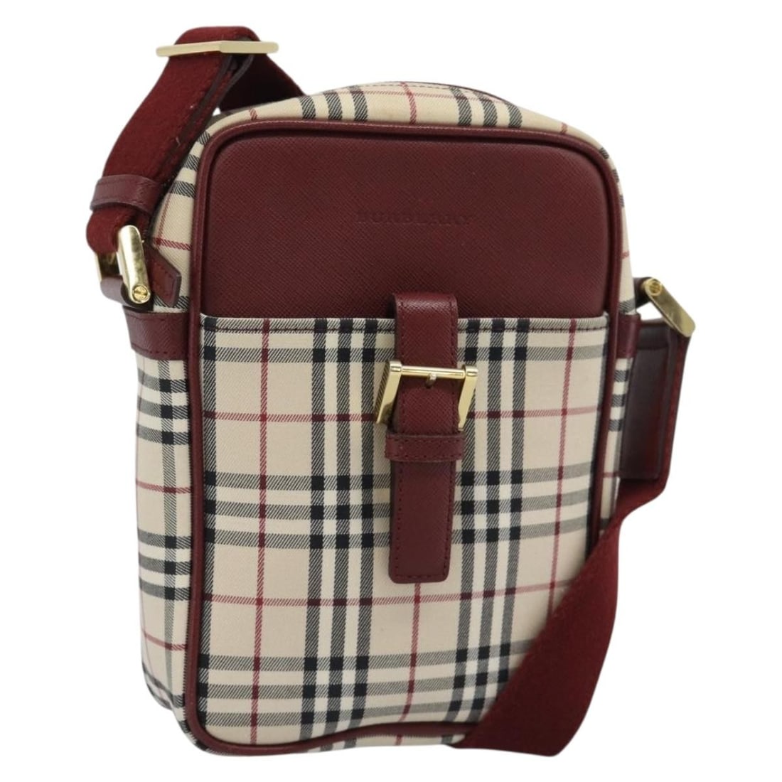 BURBERRY Nova Check Canvas Shoulder Bag Beige Gold: BURBERRY Nova Check Canvas Shoulder Bag Beige Gold Burberry Nova Check shoulder bag in beige/gold canvas, made in Italy. This women's bag features a shoulder strap with an approximate drop of 13.4-26.