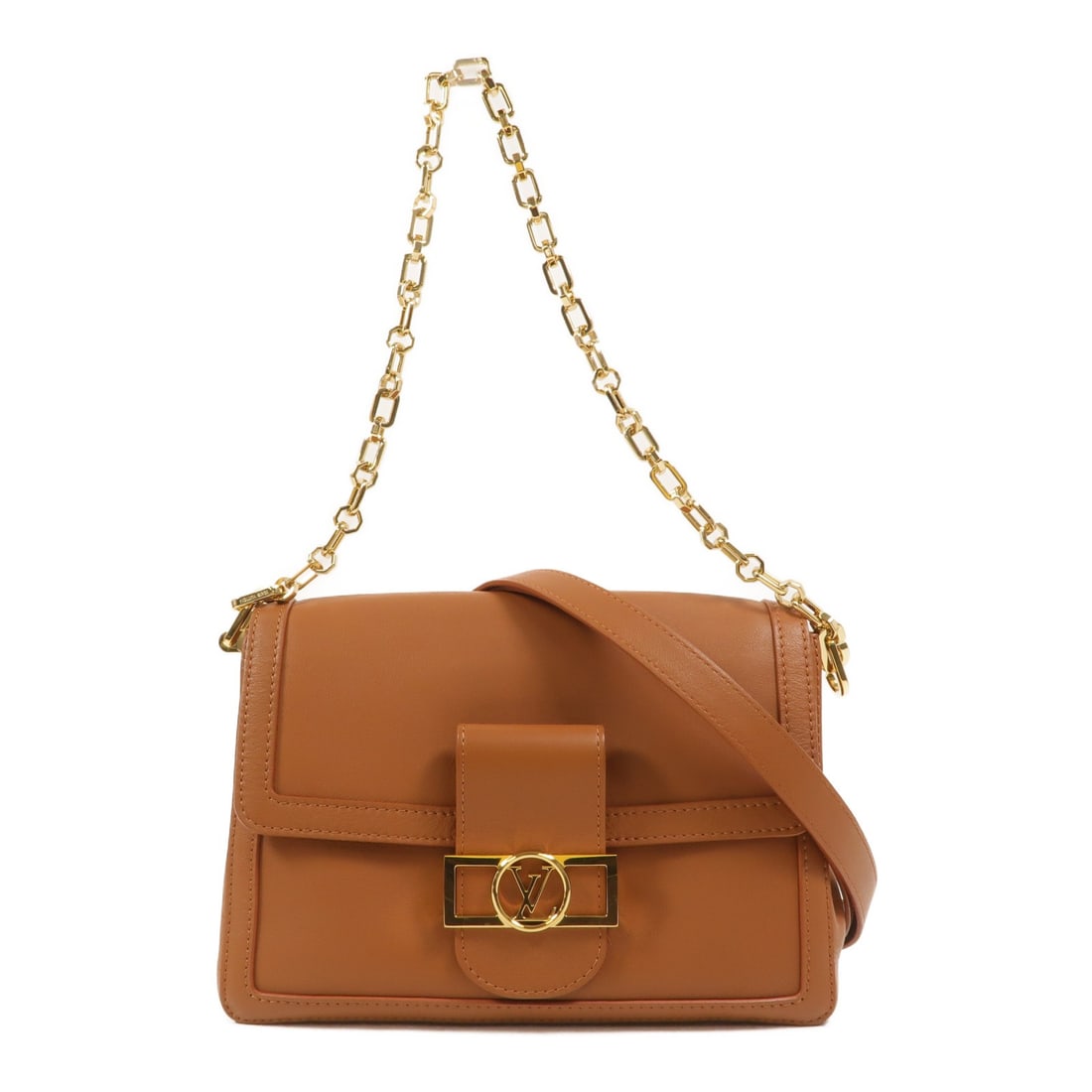 Louis Vuitton Dauphine Soft MM M11476 calfskin 2 way shoulder bag: Louis Vuitton Dauphine Soft MM M11476 calfskin 2 way shoulder bag Louis Vuitton Dauphine Soft MM 2-way shoulder bag in brown calfskin with LV GHW styling. This women's bag features a magnetic pocket a