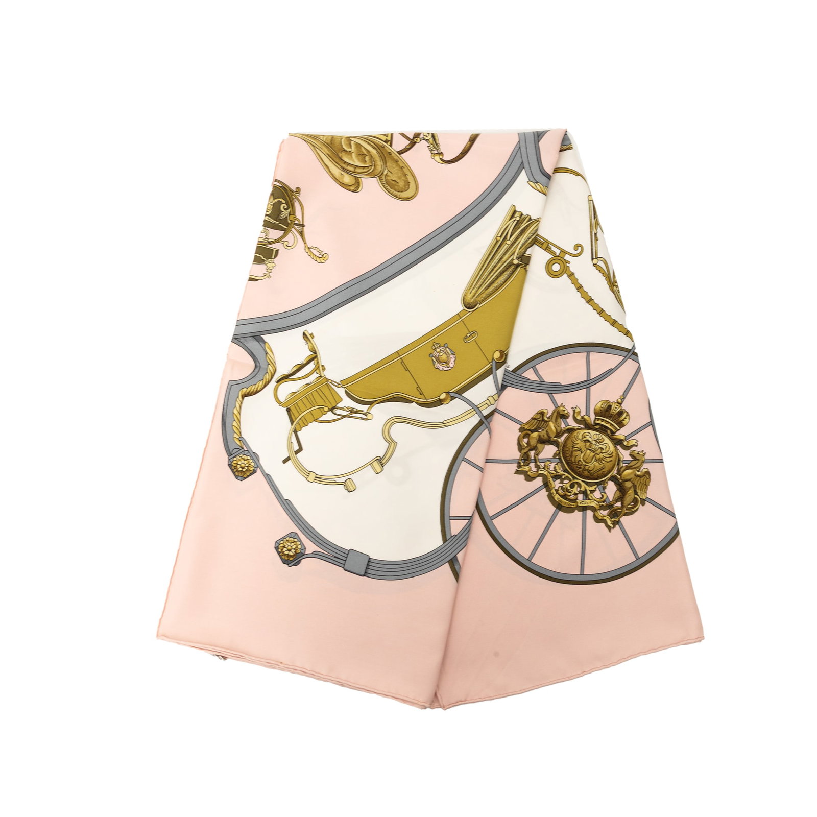 Hermes Springs 90 Silk Scarf Pink Made in France: Hermes Springs 90 Silk Scarf Pink Made in France Hermes Springs Silk Scarf 90 in pink, featuring a printed design on 100% silk. Made in France and presented as an accessories item, this scarf measures