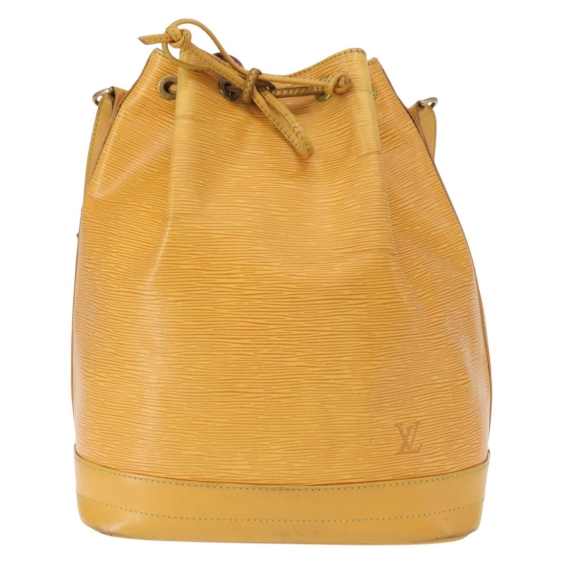 Louis Vuitton Noe Yellow Epi Leather Shoulder Bag: Louis Vuitton Noe Yellow Epi Leather Shoulder Bag This pre-owned Louis Vuitton Noe handbag crafted from yellow Epi leather features a spacious design suitable for women. It exhibits signs of wear incl