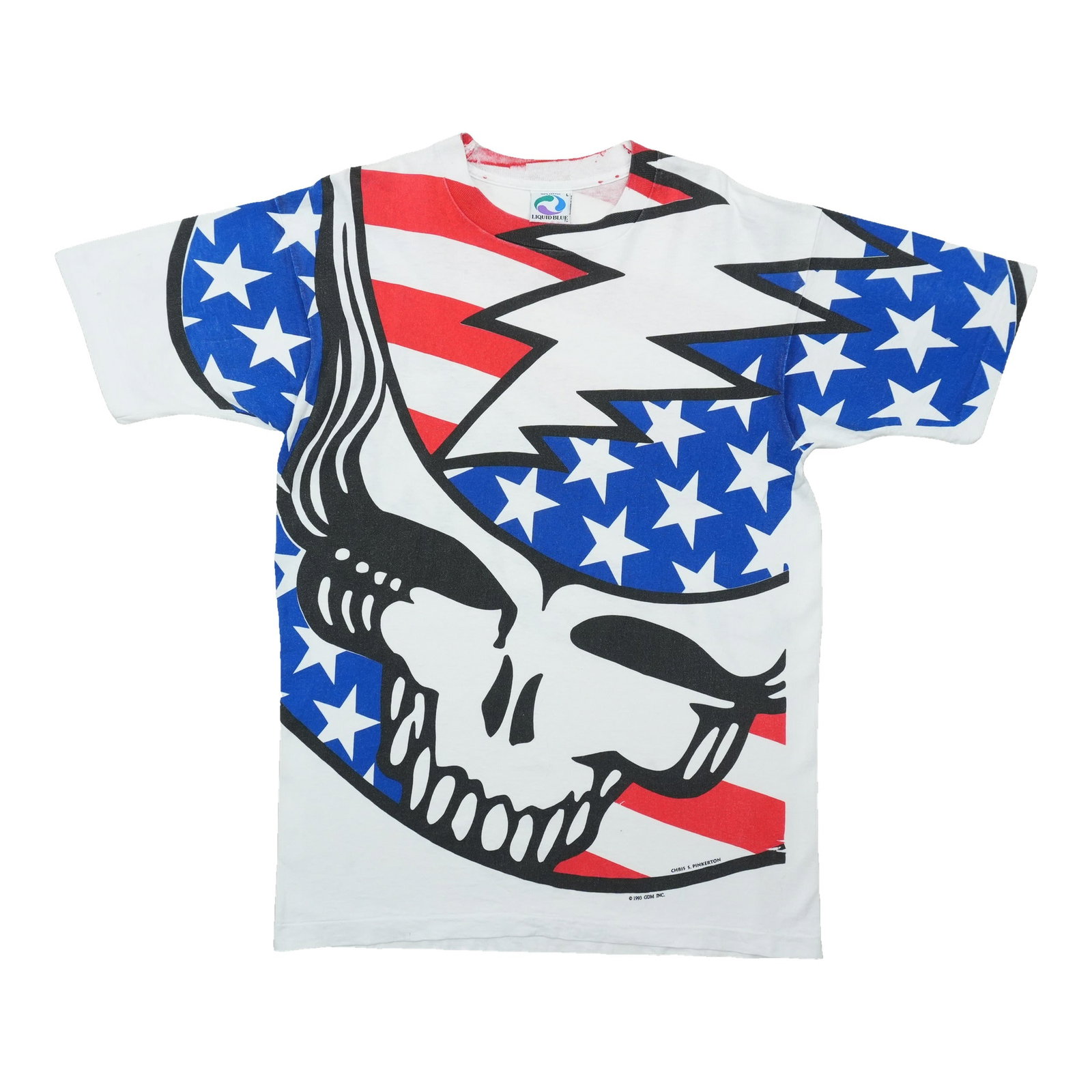 Vintage 1990s Grateful Dead Steal Your Face Stars and Stripes Tee: Vintage 1990s Grateful Dead Steal Your Face Stars and Stripes Tee Original vintage 1990s Grateful Dead Stars And Stripes Steal Your Face shirt. This is a true vintage tee, not a modern reproduction. T