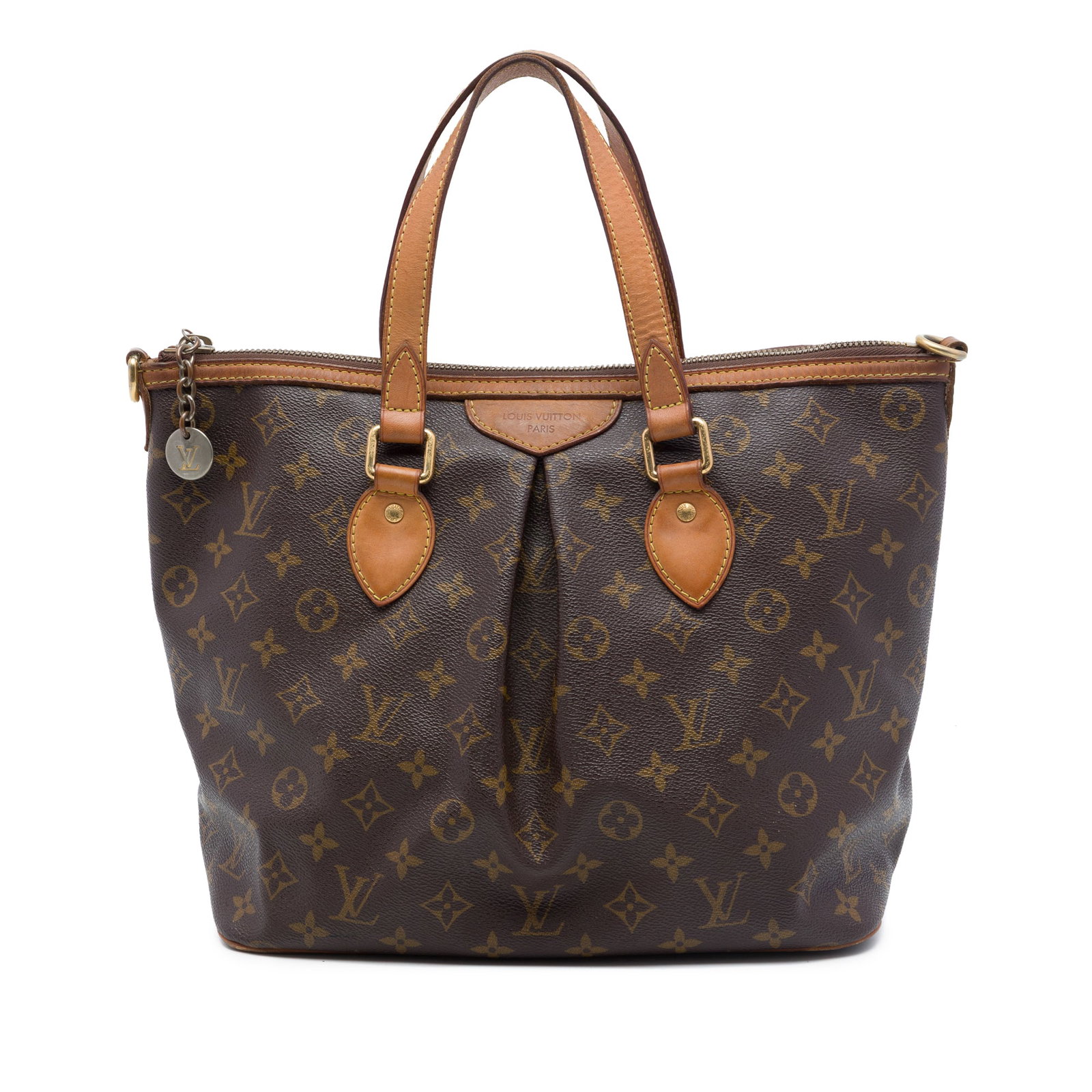 Louis Vuitton Palermo PM monogram canvas shoulder bag: Louis Vuitton Palermo PM monogram canvas shoulder bag Louis Vuitton Monogram Palermo PM handbag crafted with a monogram canvas body and vachetta leather trim. It features flat leather handles, a top z