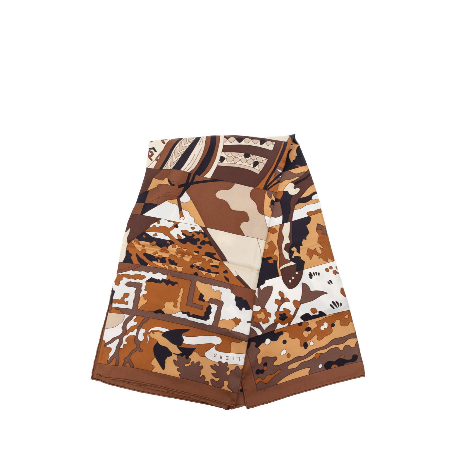 Hermes Les Dix Cavaliers 90 silk scarf in brown (1 of 7)