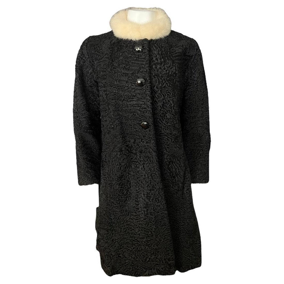 Schiaparelli Karakul Fur Coat with White Collar (1 of 7)