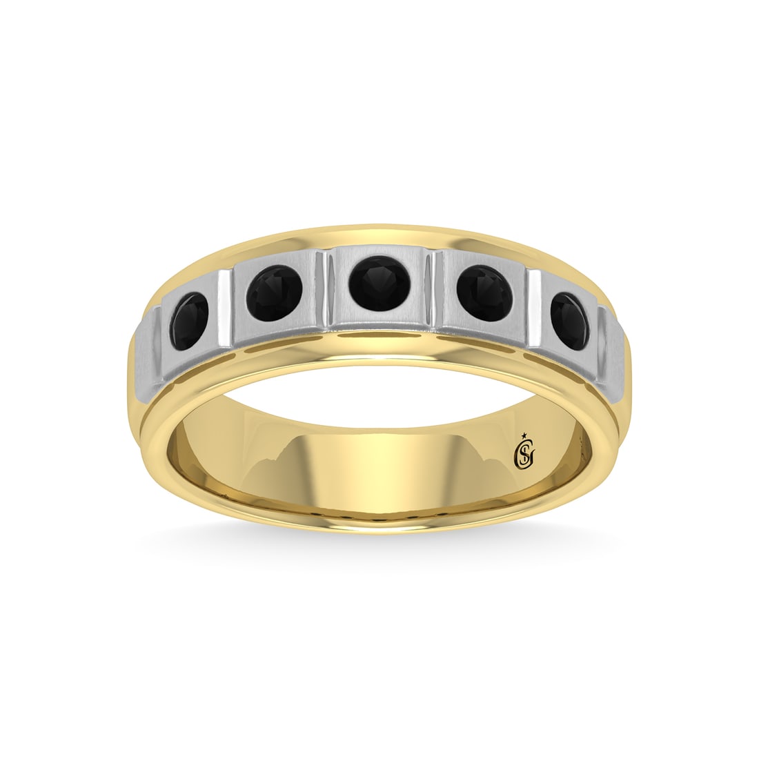 14K Yellow Gold Diamond 1/2 Ct.Tw. With White Rhodium Facet Mens Machine Band: 14K Yellow Gold Diamond 1/2 Ct.Tw. With White Rhodium Facet Mens Machine Band 14k Yellow Gold Stone Color: G-h Stone Clarity: I1-i2 Each ring is presented in standard size 6.5. Complimentary resizing 