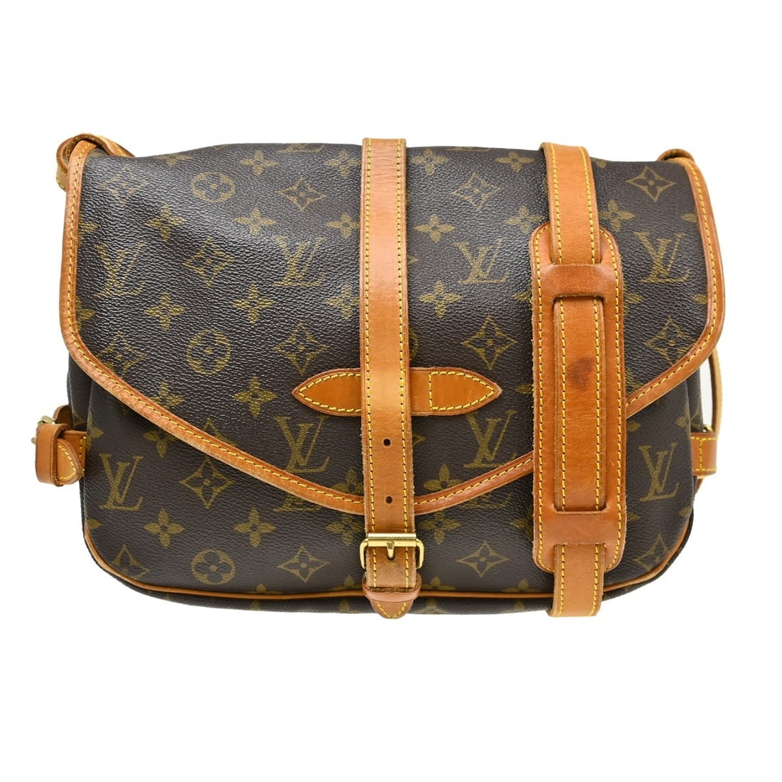 Louis Vuitton Saumur unisex monogram canvas shoulder bag: Louis Vuitton Saumur unisex monogram canvas shoulder bag Louis Vuitton Saumur monogram bag in brown canvas, designed for unisex use. Made in France, this piece is in good condition with visible signs 