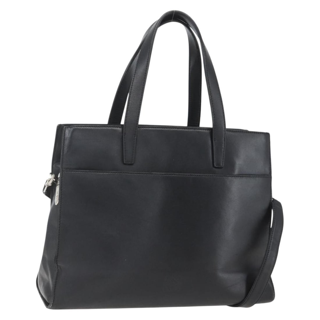 Loewe Black Leather Vintage Anagram Tote Bag from Spain: Loewe Black Leather Vintage Anagram Tote Bag from Spain This Loewe Vintage Anagram Tote is crafted from black leather and designed for women. The handbag features the iconic Loewe Anagram motif and wa