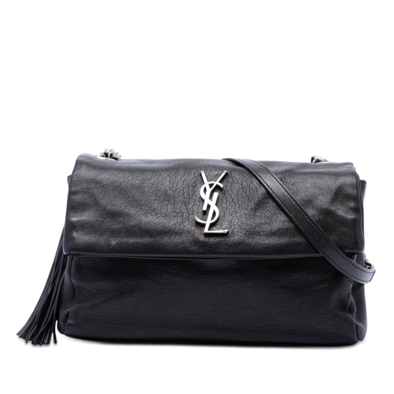 Saint Laurent West Hollywood Medium Black Leather Crossbody Bag: Saint Laurent West Hollywood Medium Black Leather Crossbody Bag Saint Laurent Medium West Hollywood crossbody bag crafted in sheepskin leather. This flap-front design features a curb chain with an adj