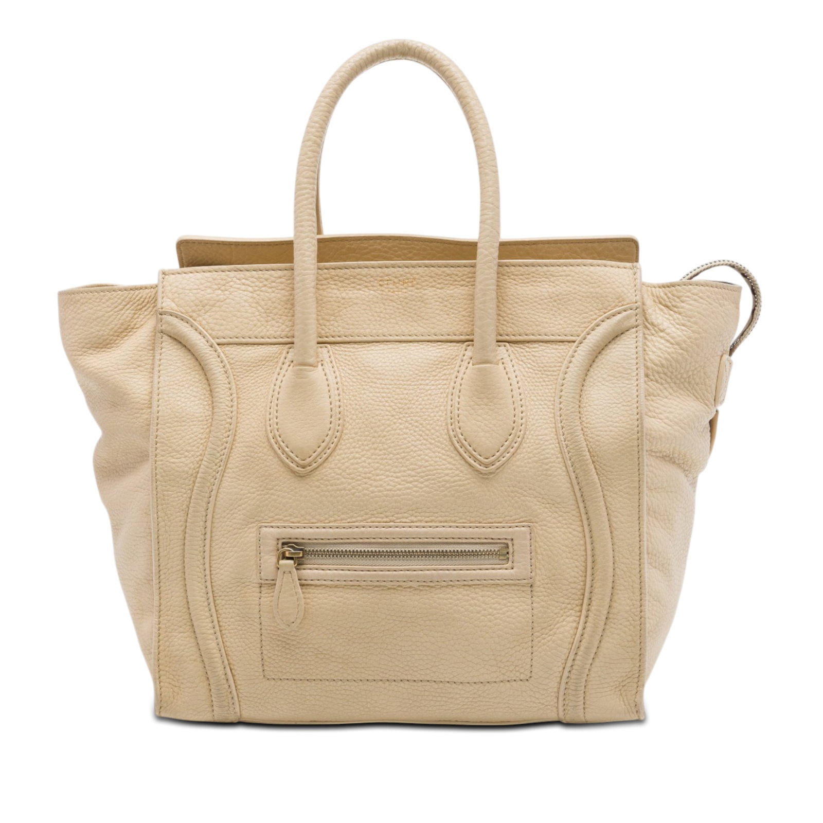 Celine Luggage Tote Mini Drummed Calfskin Leather Bag Beige (1 of 6)