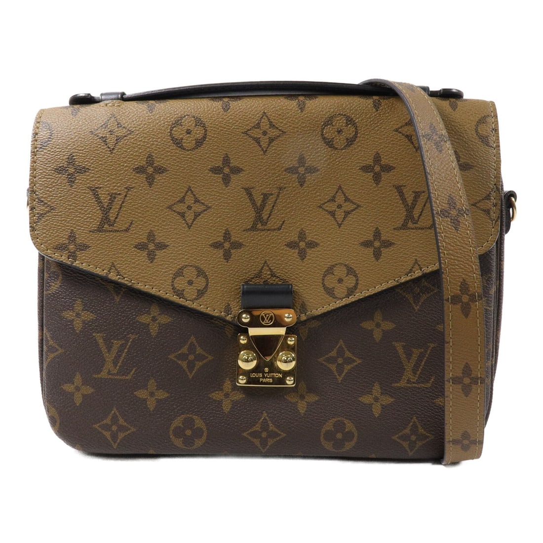 Louis Vuitton M44876 Pochette Metis 2way shoulder bag Monogram Reverse: Louis Vuitton M44876 Pochette Metis 2way shoulder bag Monogram Reverse A Louis Vuitton LV Pochette Metis 2 Way Shoulder Bag, model M44876, in Monogram Reverse Brown. It features a brown, caramel, and 